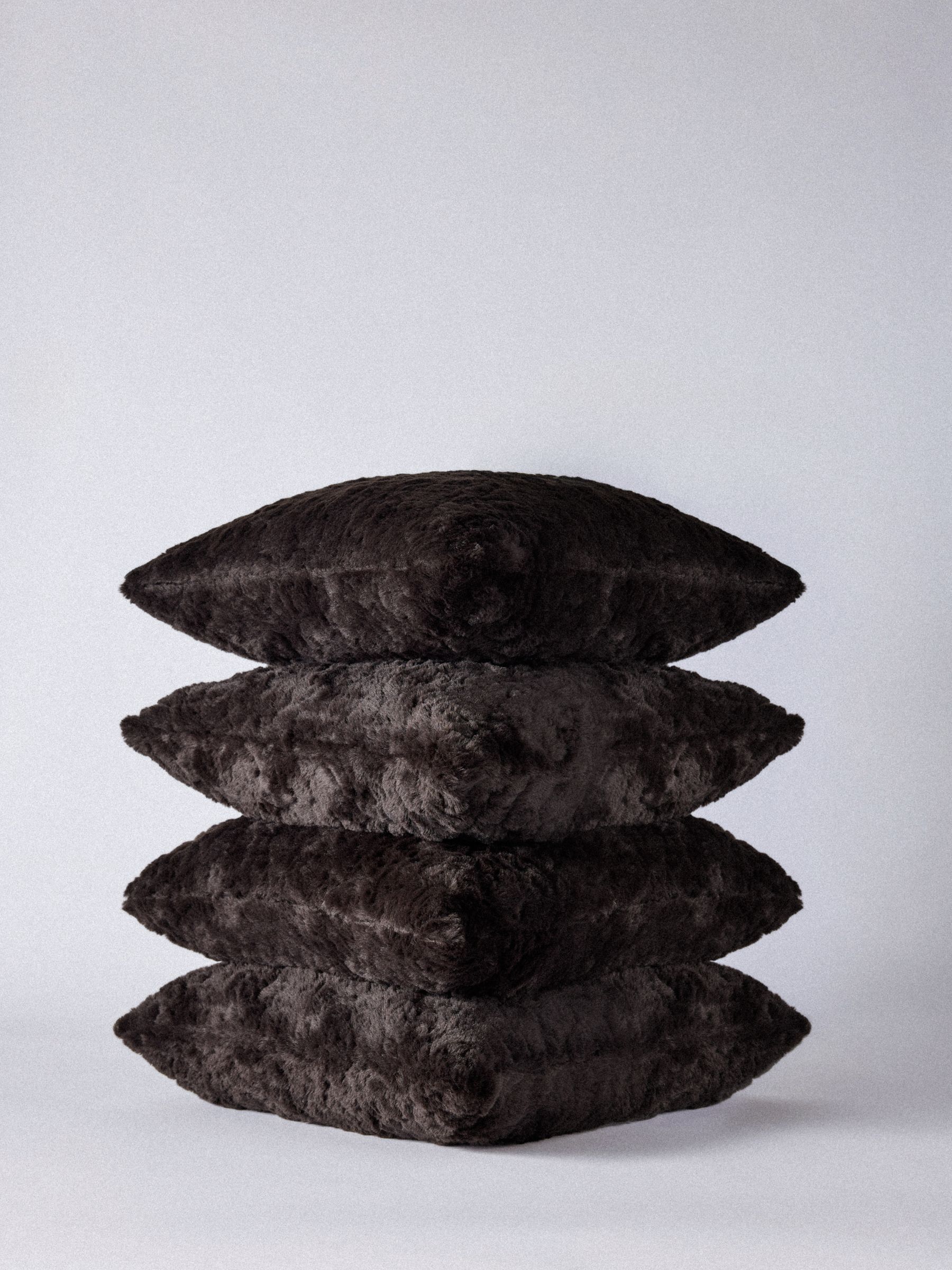 The Set 4 Pack Chocolate Brown 45x45 Faux Fur Cushion Covers - Image 1 of 2 The Set 4 Pack Chocolate Brown 45x45 Faux Fur Cushion Covers - Image 1 of 2