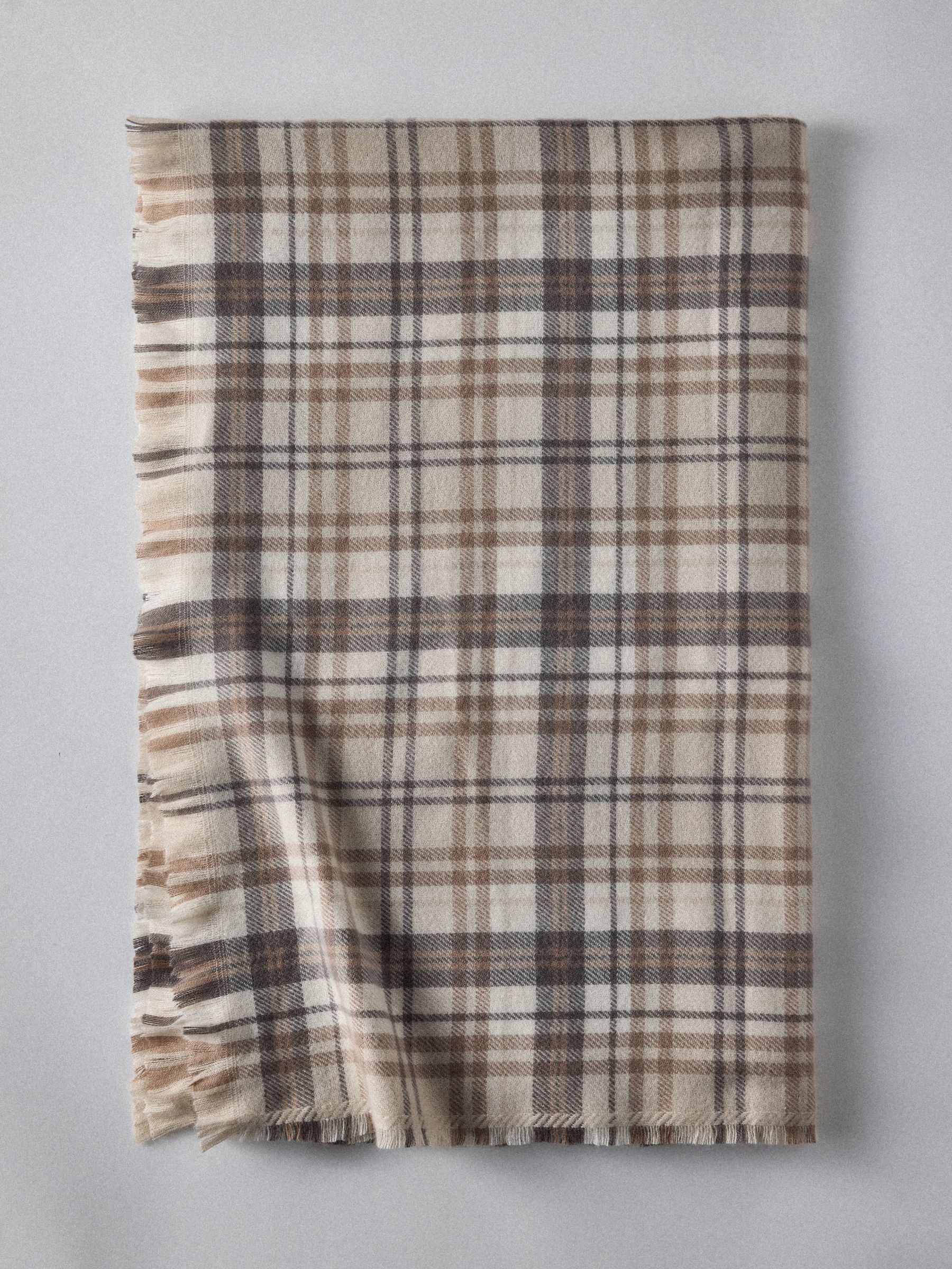 The Set 2 Pack Brown Gingham/Natural Check Cosy Throws - Image 2 of 6