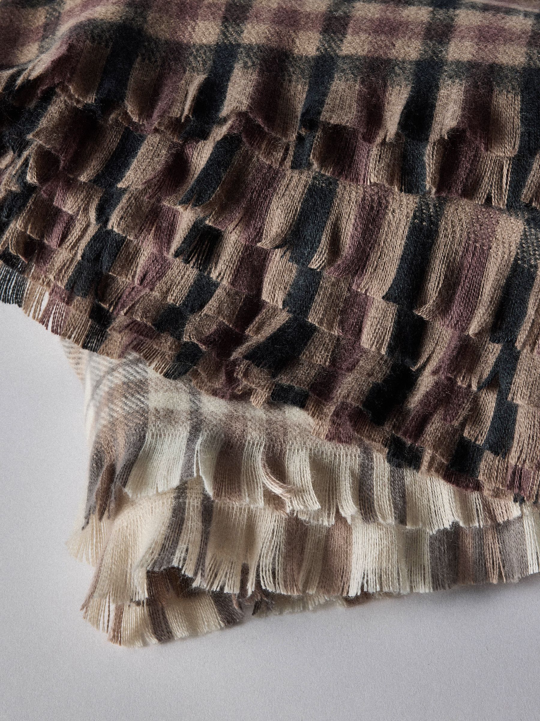 The Set 2 Pack Brown Gingham/Natural Check Cosy Throws - Image 5 of 6