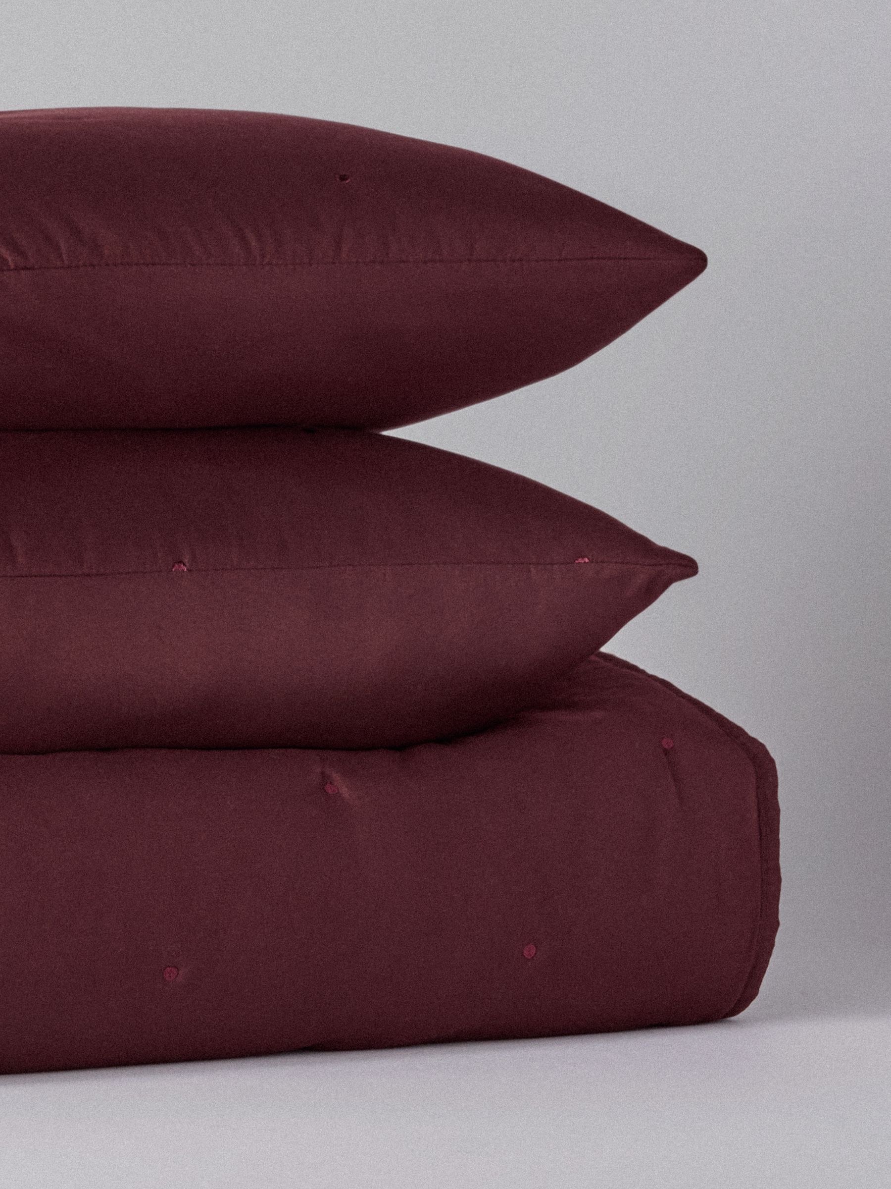 The Set 3 Piece Burgundy Quilted Bedspread and Cushion Covers - Image 3 of 3