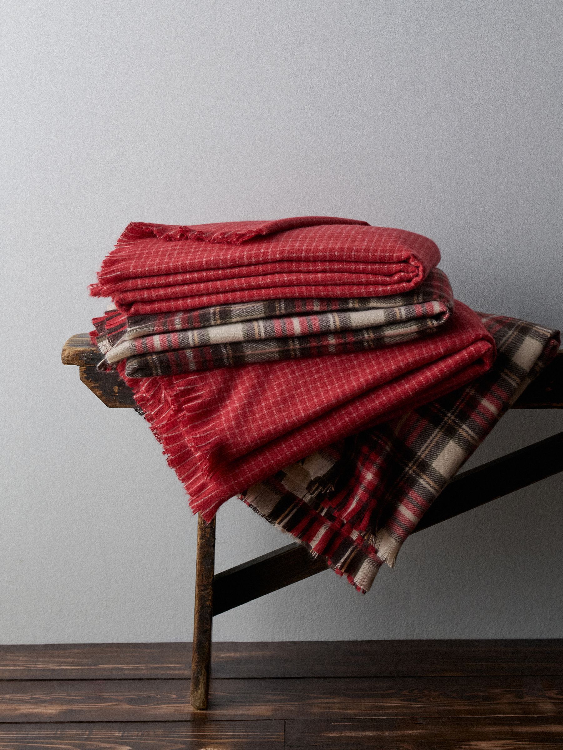 The Set 4 Pack Red Check/Windowpane Throws - Image 1 of 6 The Set 4 Pack Red Check/Windowpane Throws - Image 1 of 6