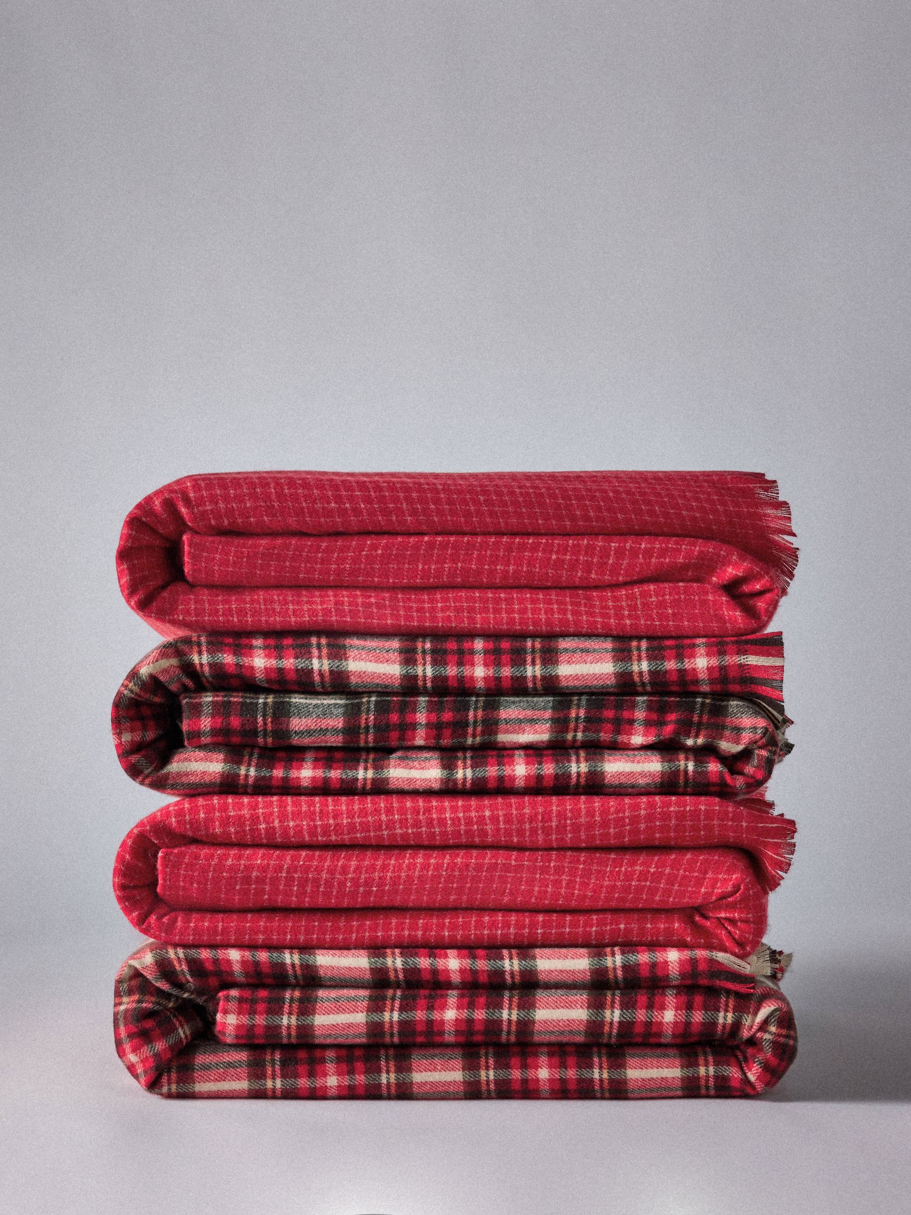 The Set 4 Pack Red Check/Windowpane Throws - Image 2 of 6 The Set 4 Pack Red Check/Windowpane Throws - Image 2 of 6