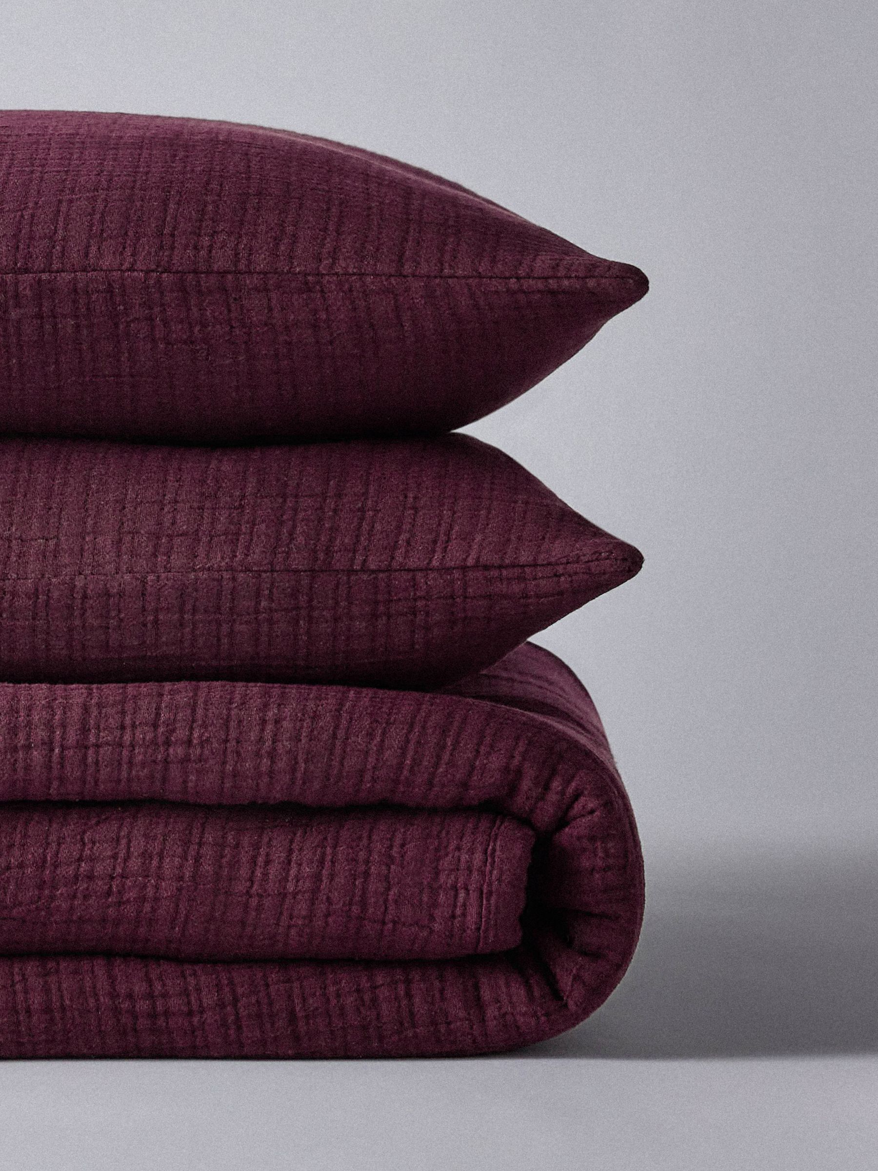 The Set 3 Piece Burgundy Crinkle Muslin Throw and Cushion Covers - Image 4 of 4