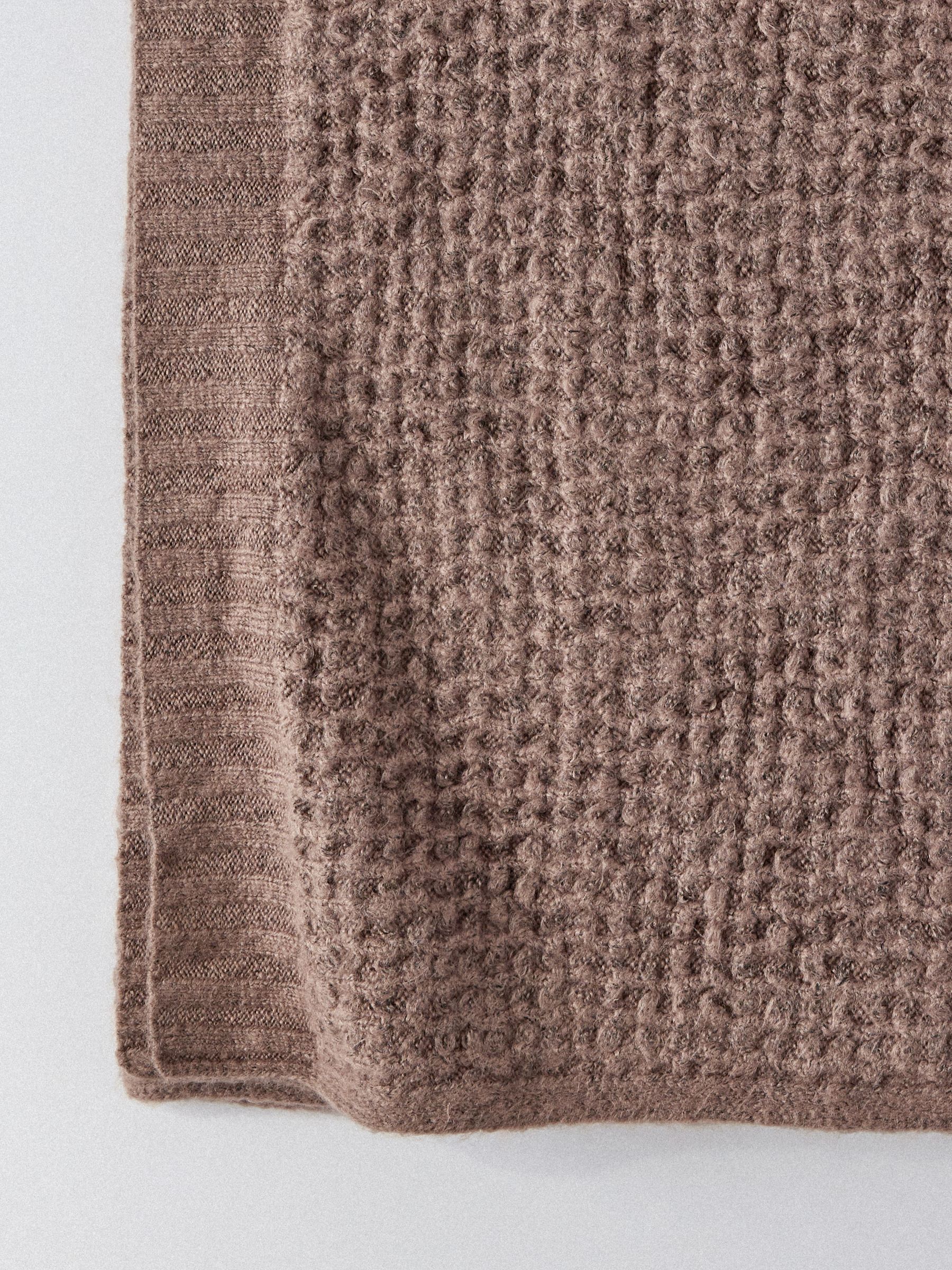 The Set 2 Pack Chocolate Brown/Taupe Ribbed Waffle Knitted Throws - Image 5 of 5