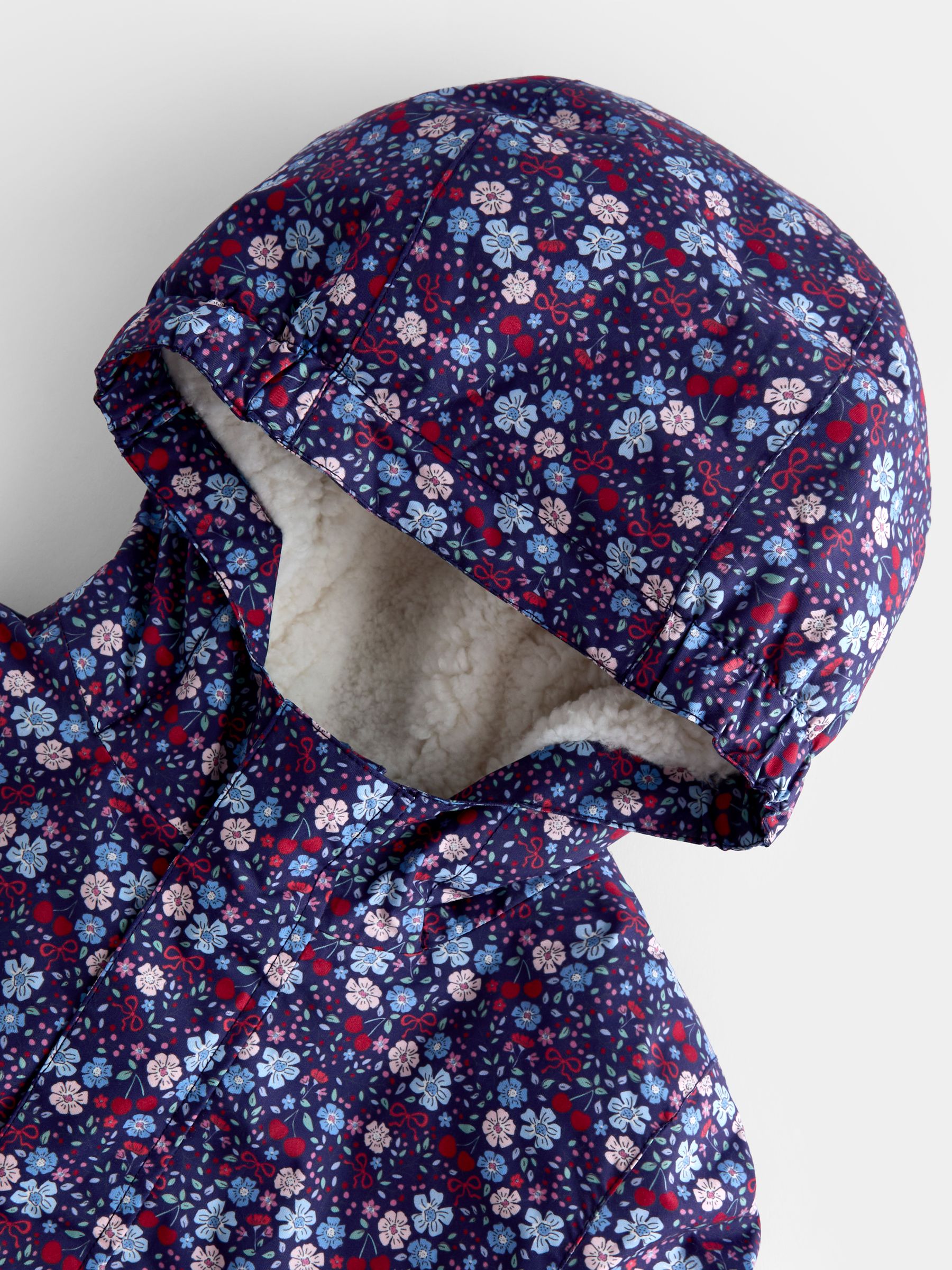 Navy Ditsy Borg Lined Parka - Image 2 of 4