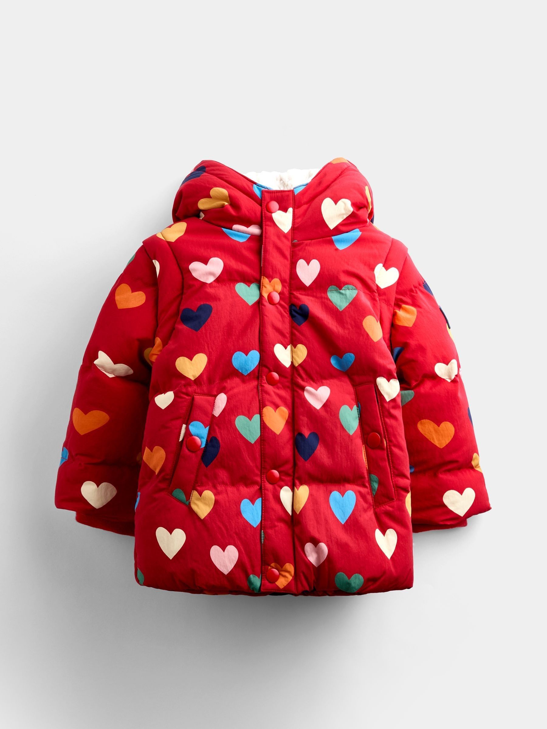 Red Heart Removable Sleeve Cosy Lined Puffer Coat - Image 1 of 6