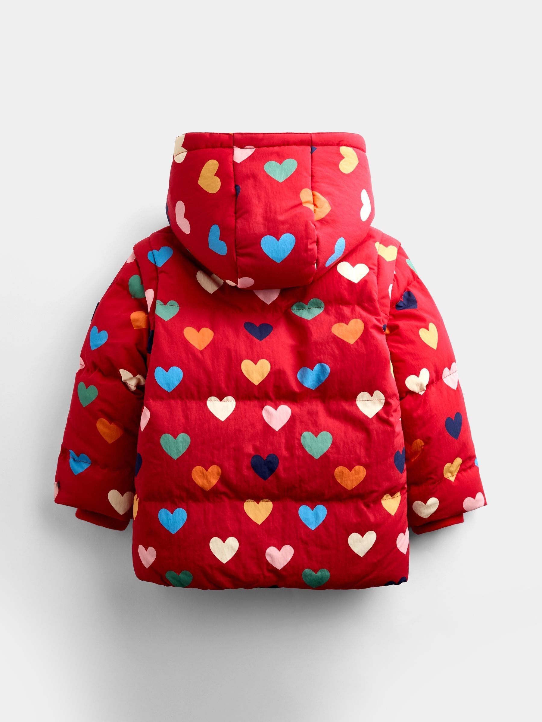Red Heart Removable Sleeve Cosy Lined Puffer Coat - Image 2 of 6