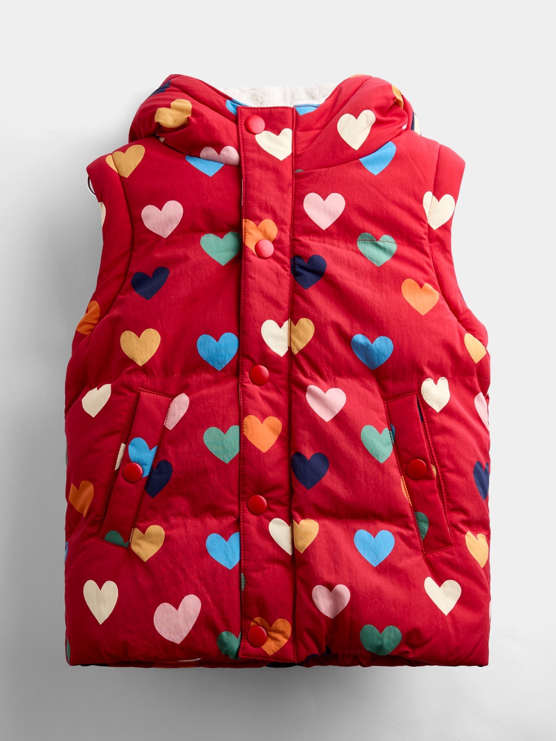 Red Heart Removable Sleeve Cosy Lined Puffer Coat - Image 3 of 6