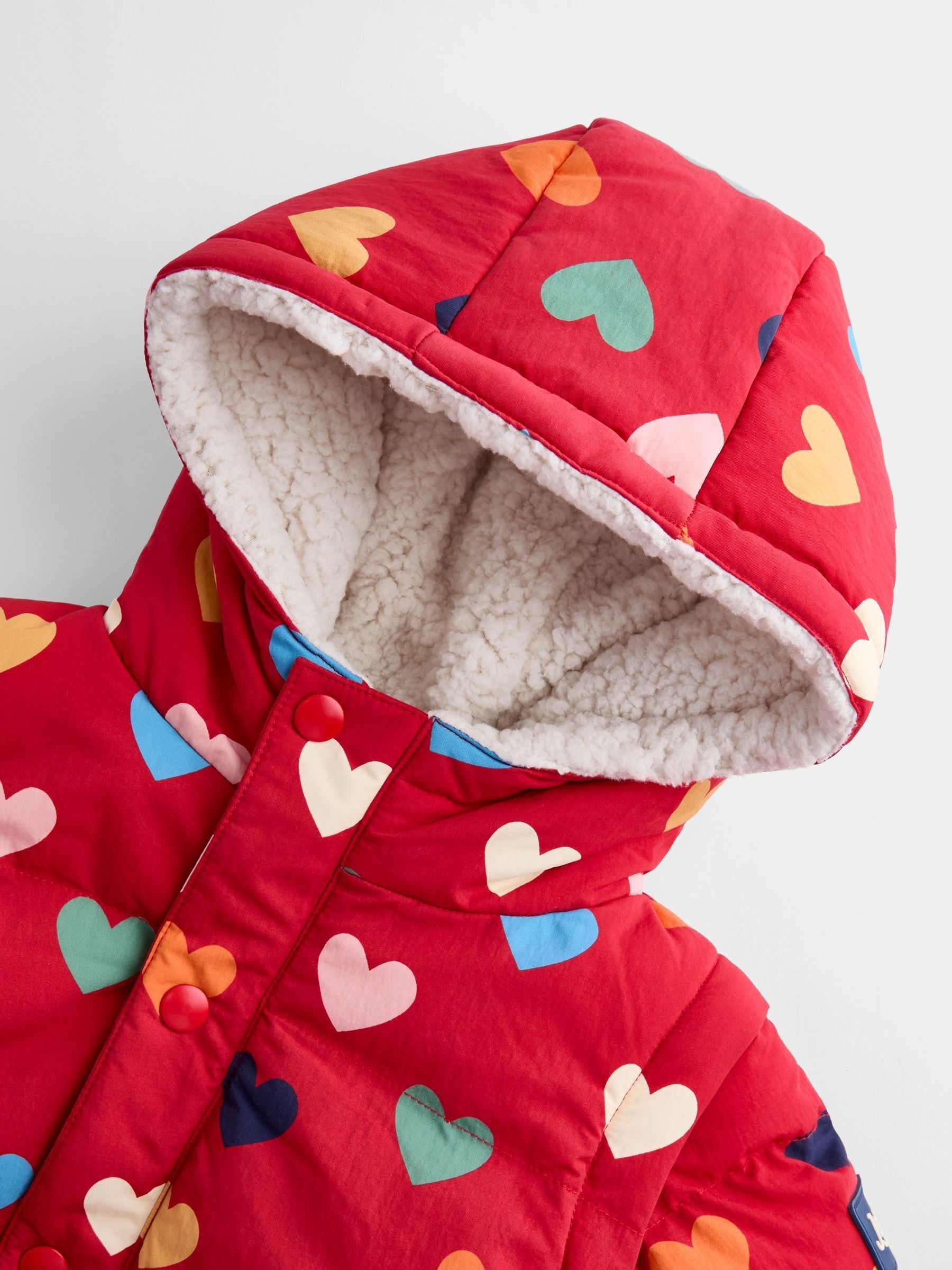 Red Heart Removable Sleeve Cosy Lined Puffer Coat - Image 6 of 6