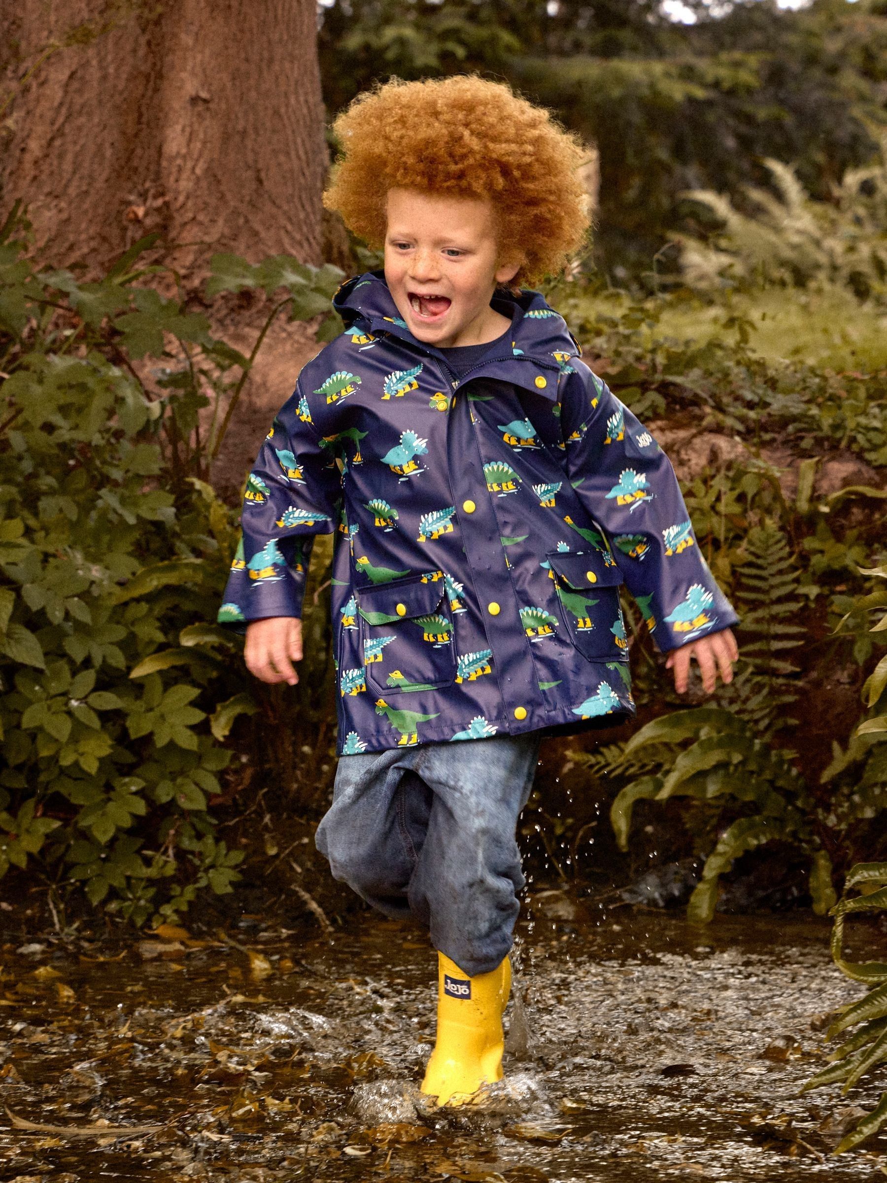Navy Blue Dinosaur Fleece Lined Fisherman Jacket - Image 1 of 8