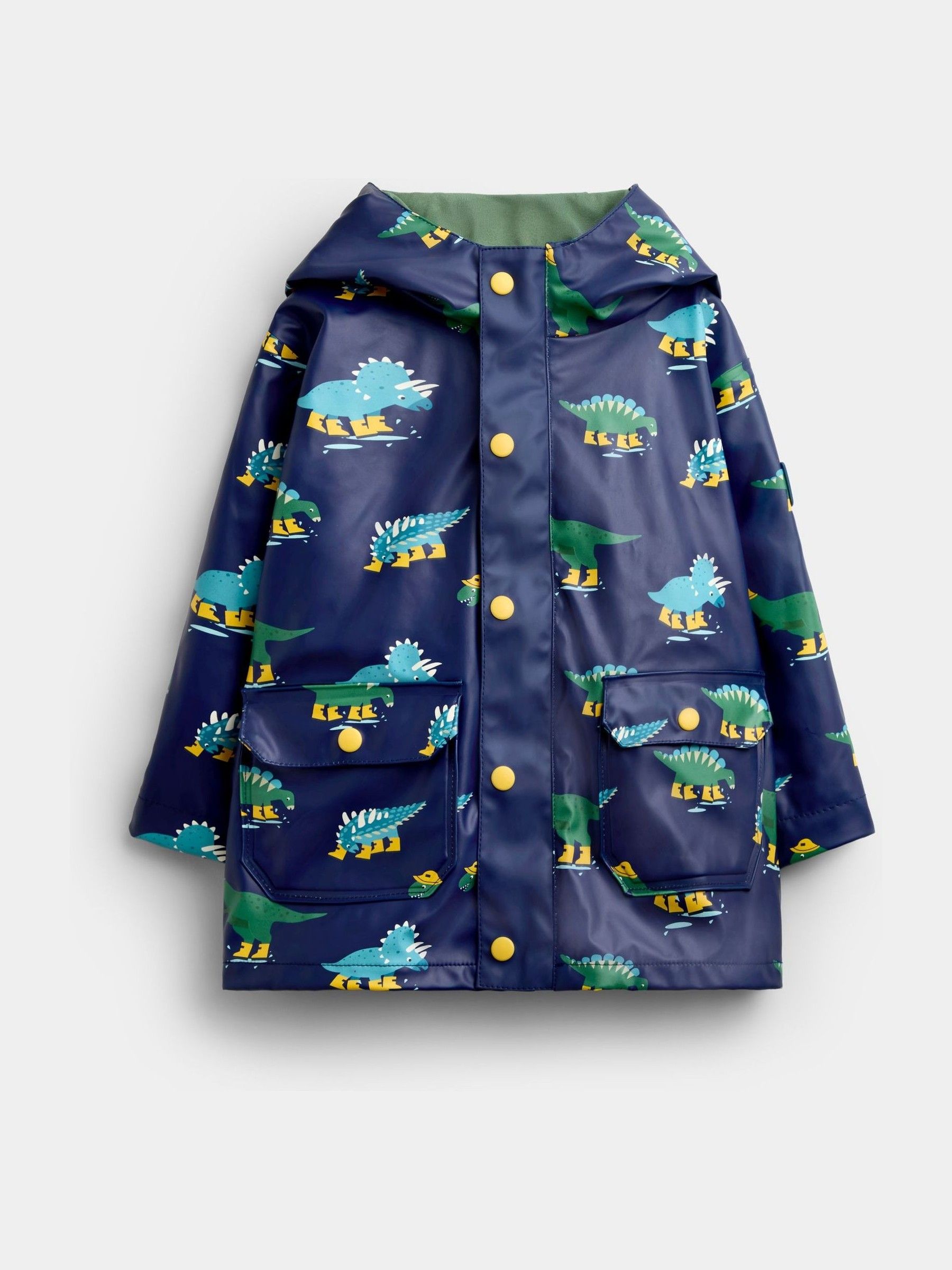 Navy Blue Dinosaur Fleece Lined Fisherman Jacket - Image 3 of 8