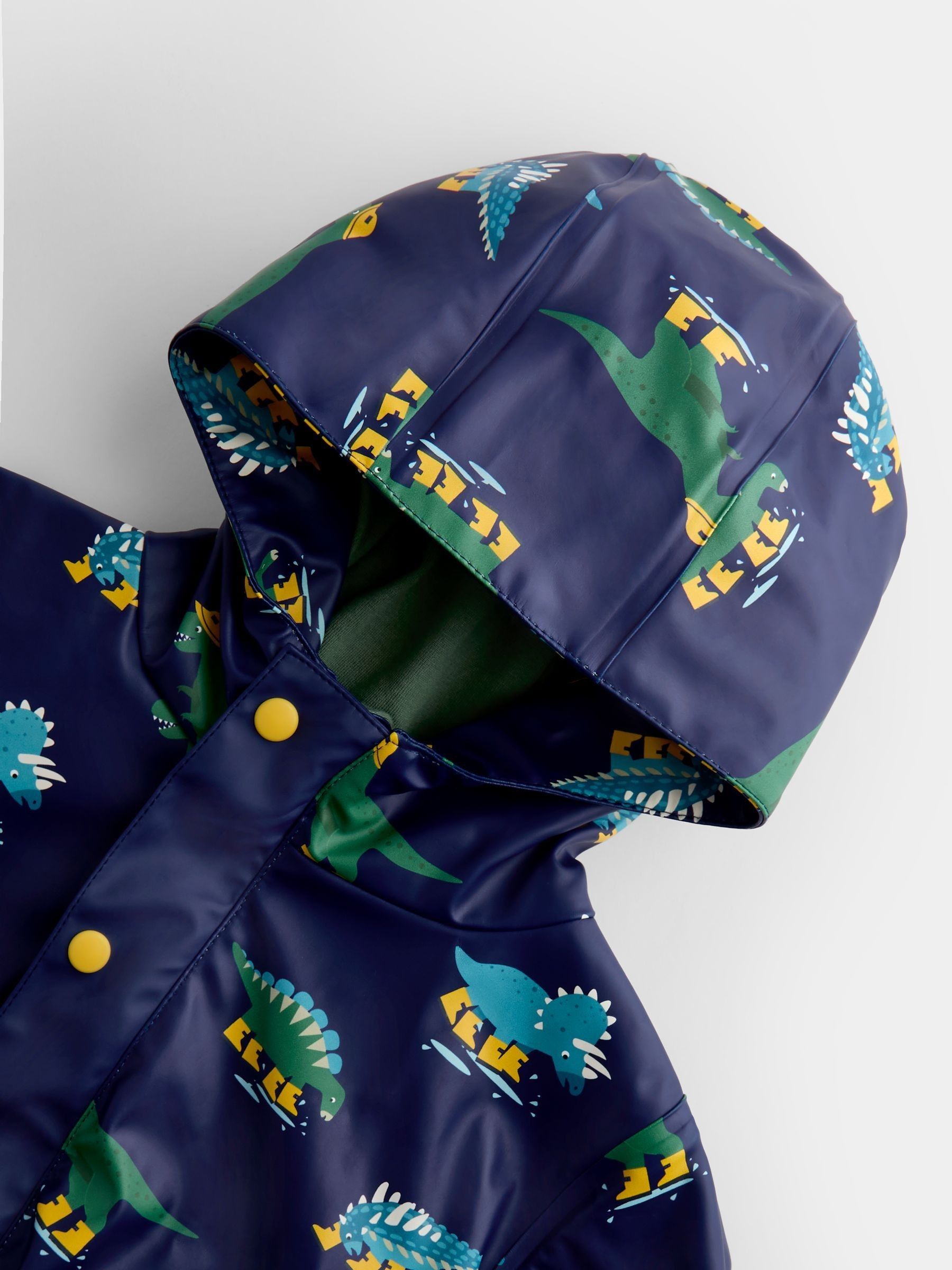 Navy Blue Dinosaur Fleece Lined Fisherman Jacket - Image 5 of 8