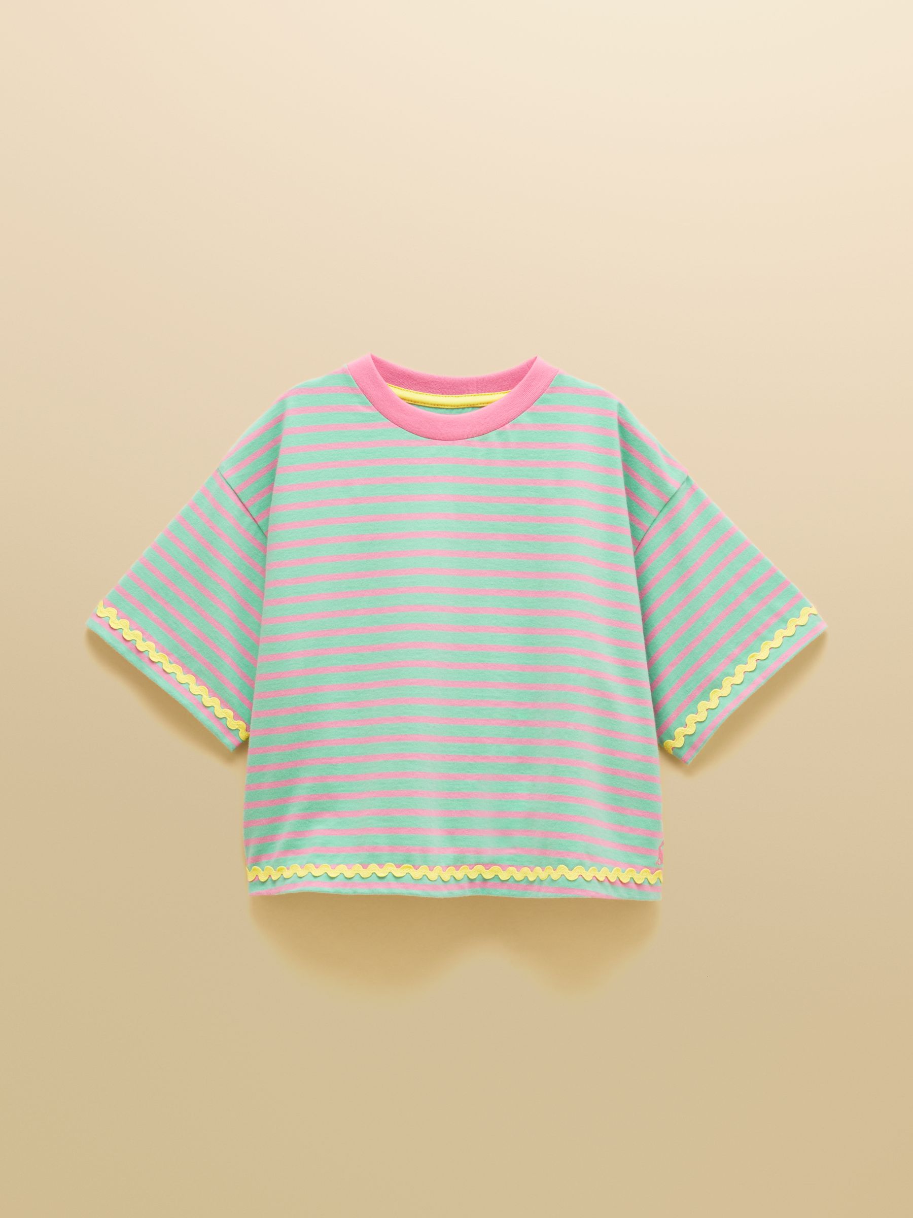 Girls' Mila Aqua Blue Short Sleeve Stripe Boxy T-Shirt - Image 1 of 5