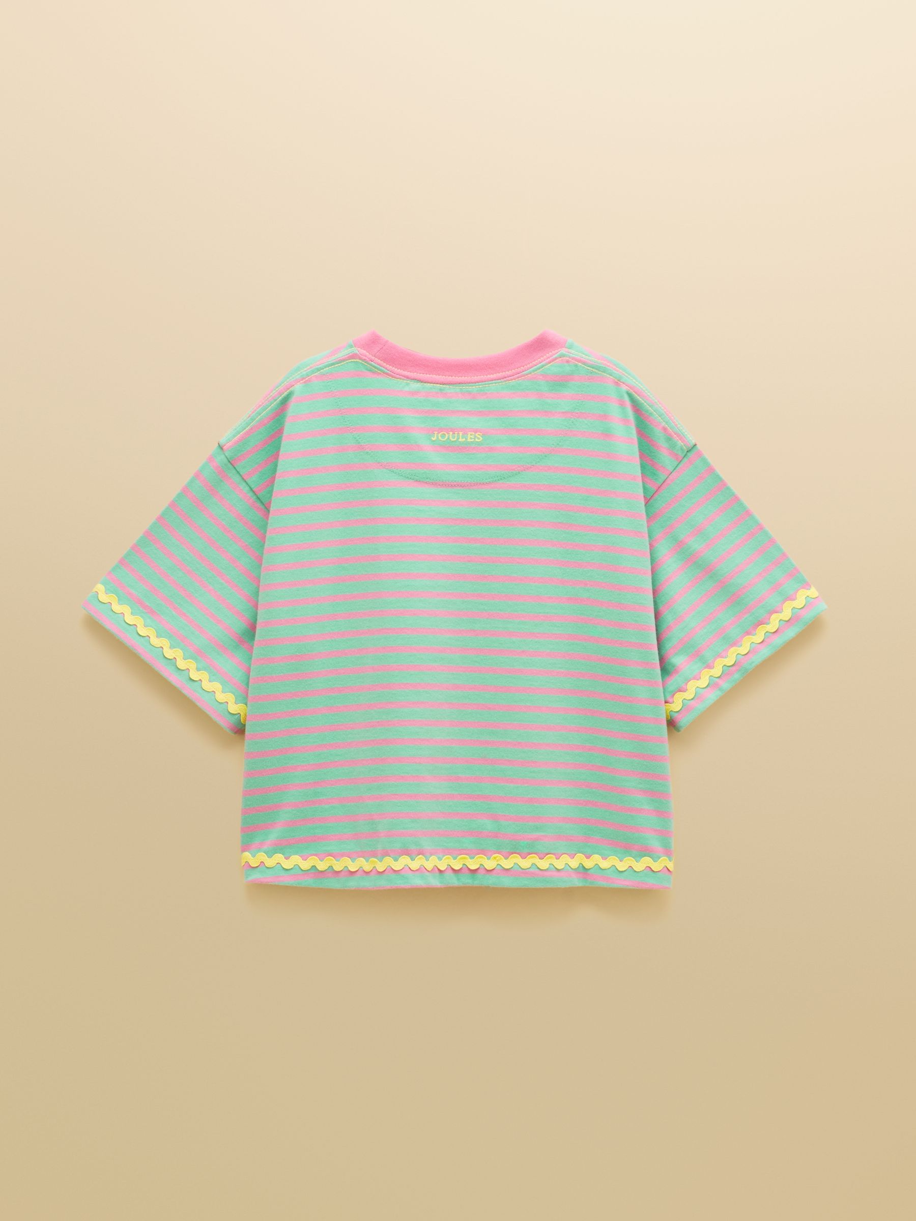 Girls' Mila Aqua Blue Short Sleeve Stripe Boxy T-Shirt - Image 2 of 5