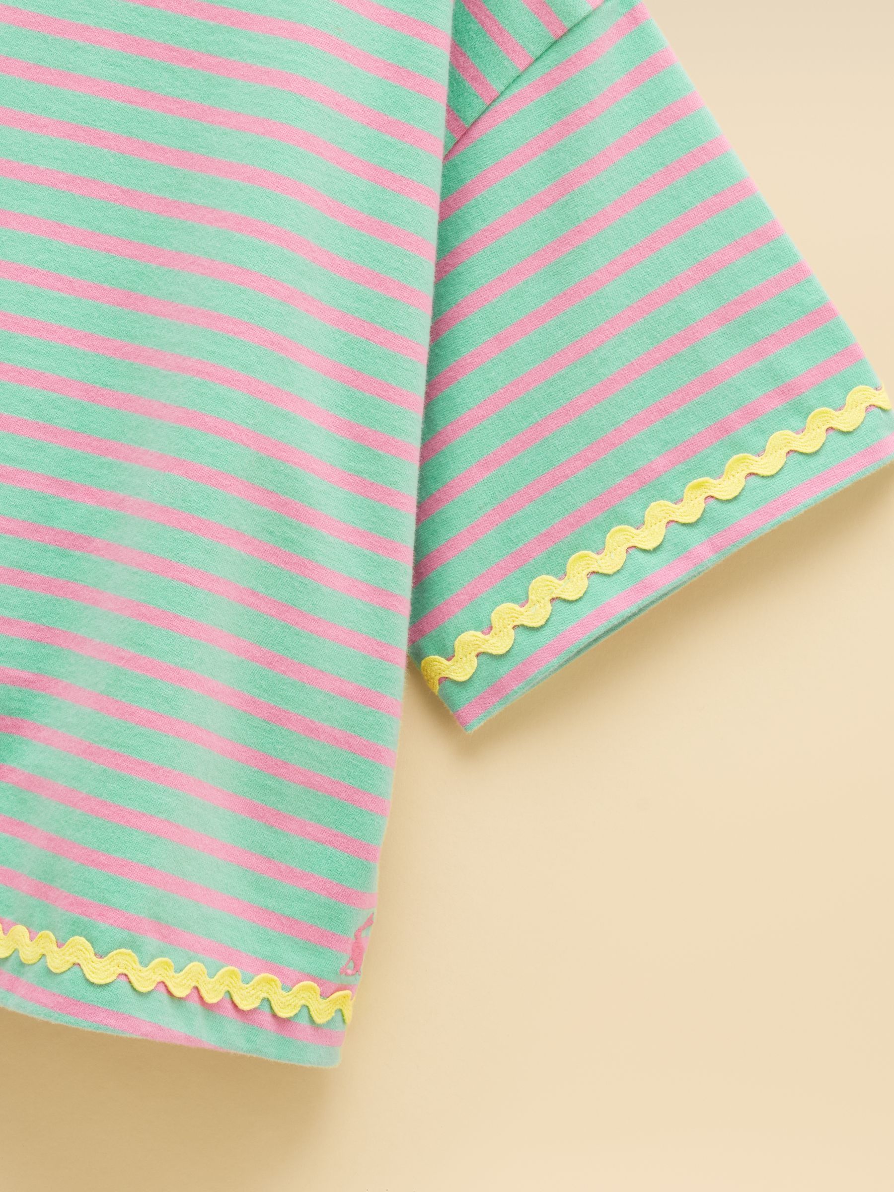 Girls' Mila Aqua Blue Short Sleeve Stripe Boxy T-Shirt - Image 3 of 5