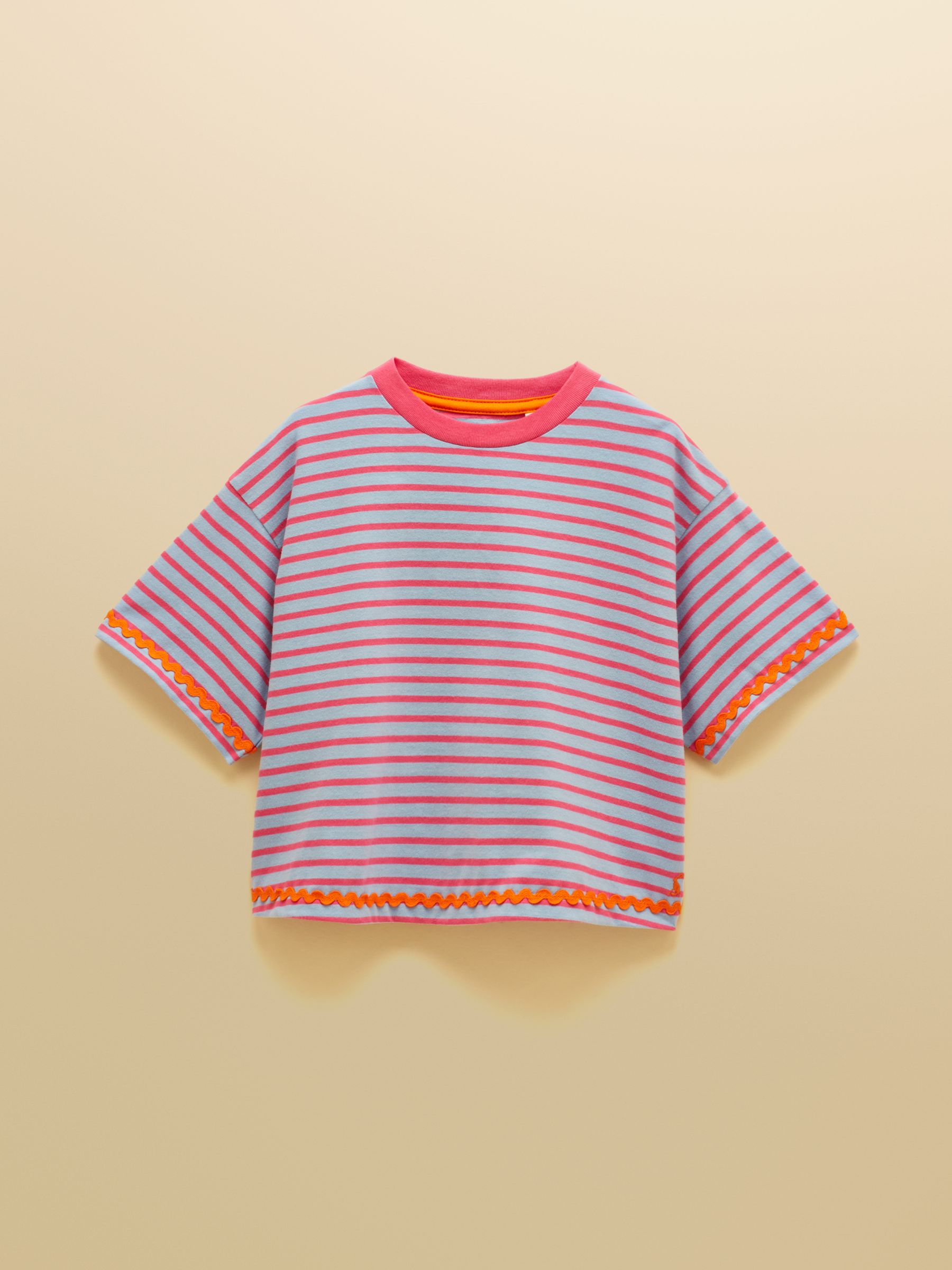 Girls' Mila Blue Short Sleeve Stripe Boxy T-Shirt - Image 1 of 4