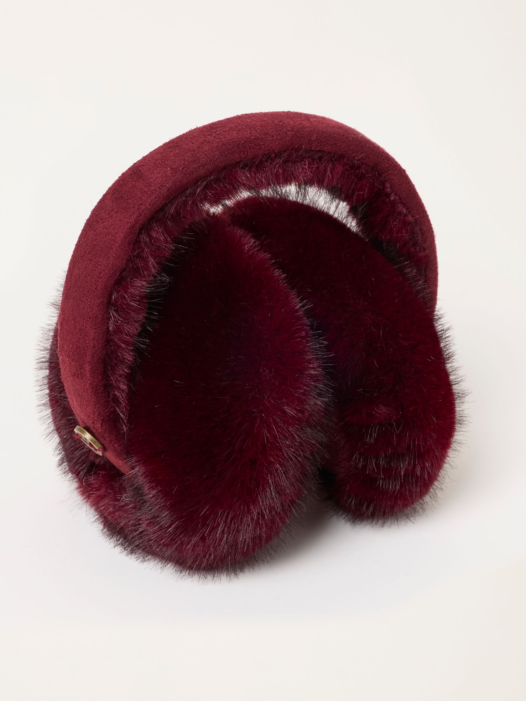 Burgundy Red Fluffy Earmuffs - Image 2 of 3 Burgundy Red Fluffy Earmuffs - Image 2 of 3