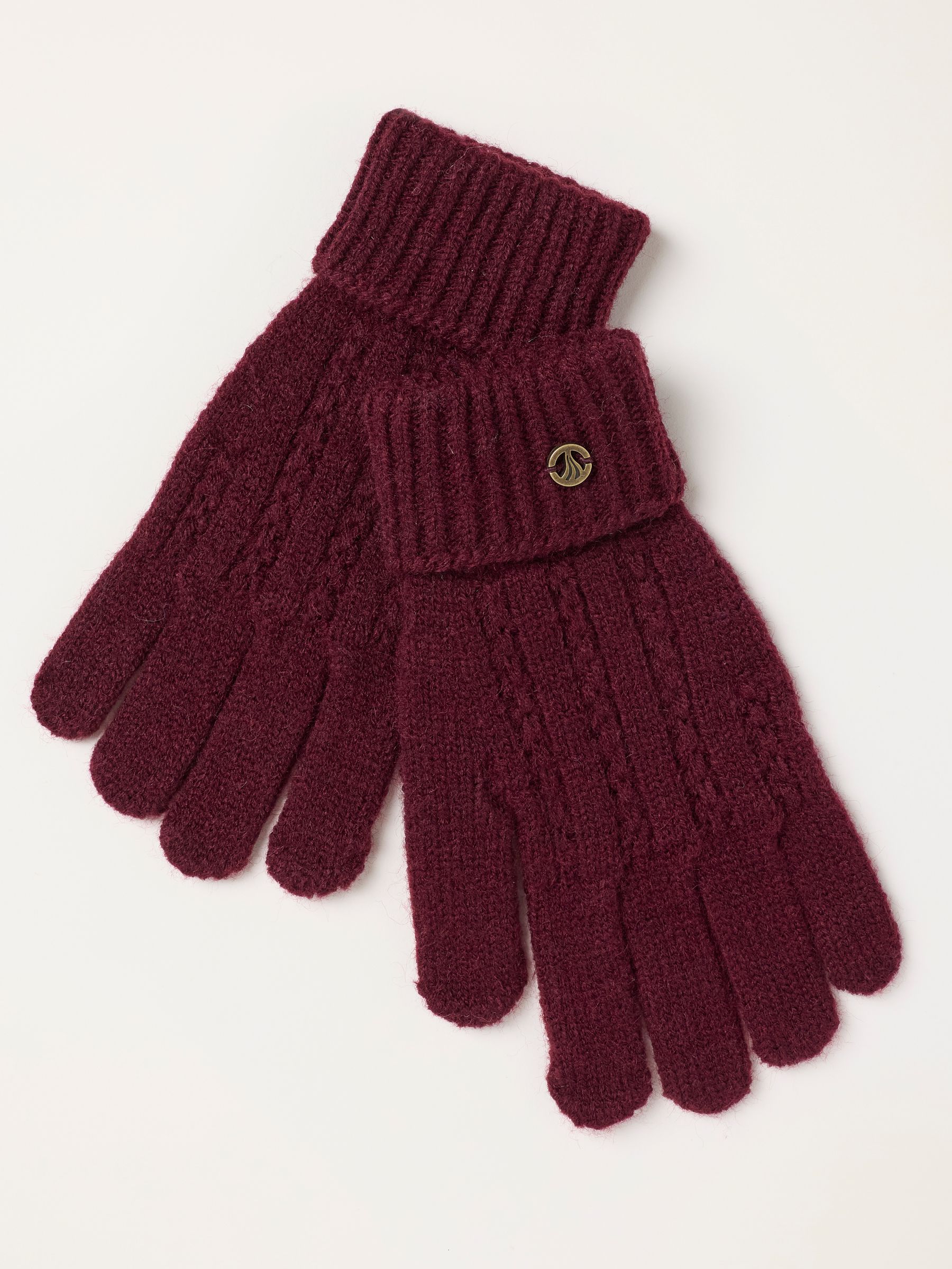 Burgundy Red Pointelle Knit Gloves - Image 1 of 3