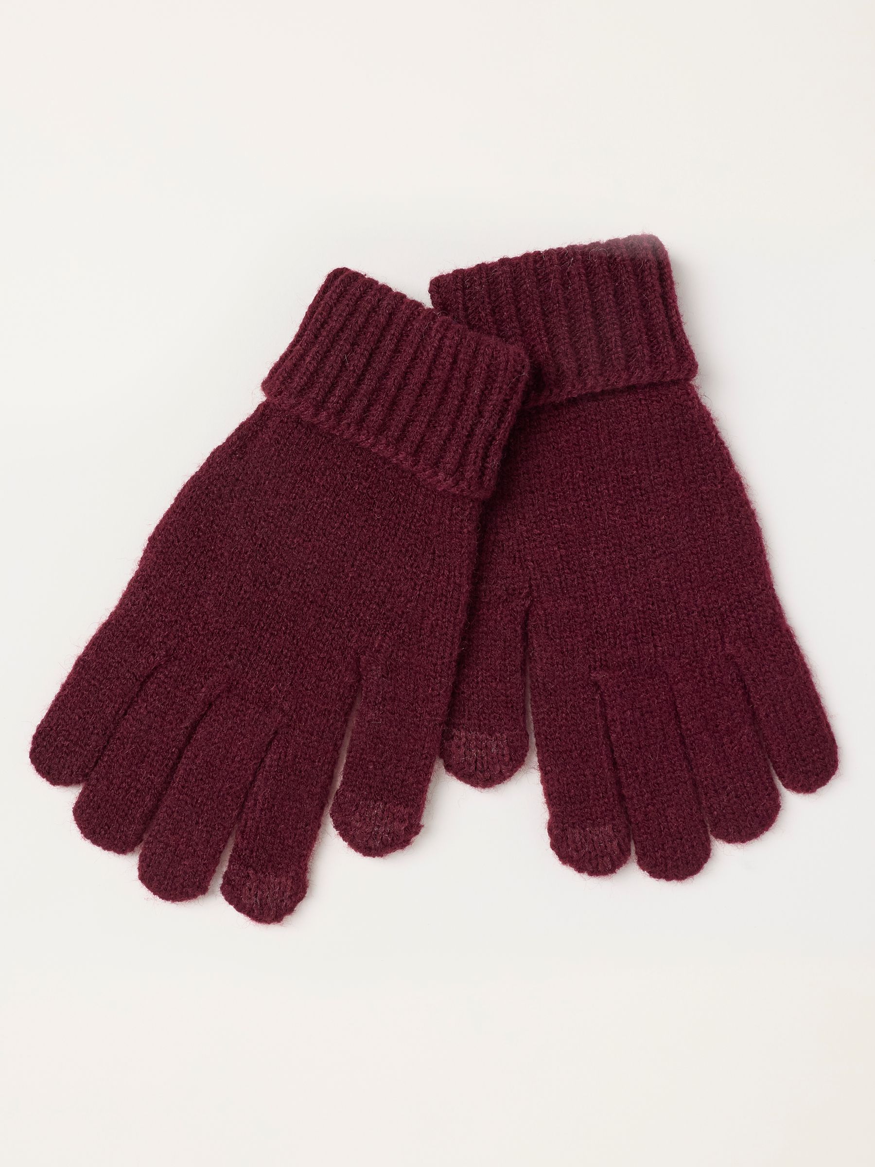 Burgundy Red Pointelle Knit Gloves - Image 2 of 3