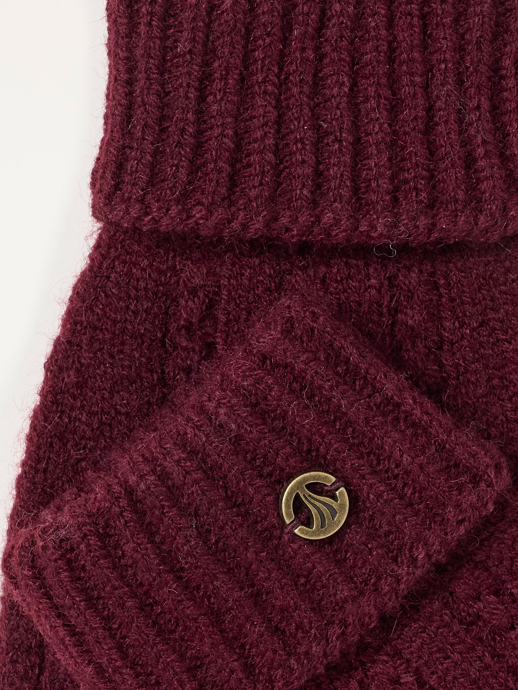 Burgundy Red Pointelle Knit Gloves - Image 3 of 3 Burgundy Red Pointelle Knit Gloves - Image 3 of 3