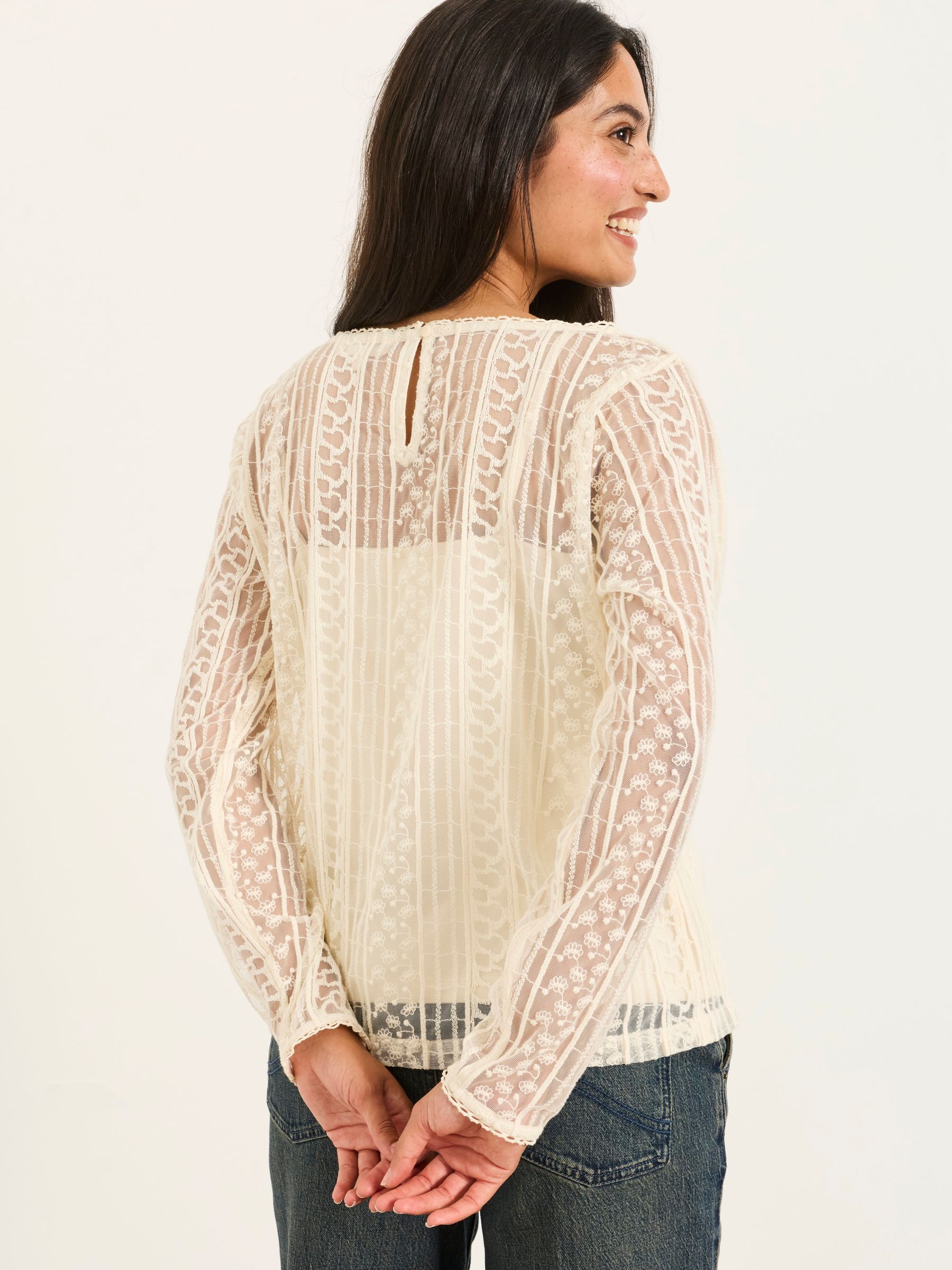 Lottie 2 in 1 Ivory Lace Top with Jersey Cami - Image 2 of 5 Lottie 2 in 1 Ivory Lace Top with Jersey Cami - Image 2 of 5