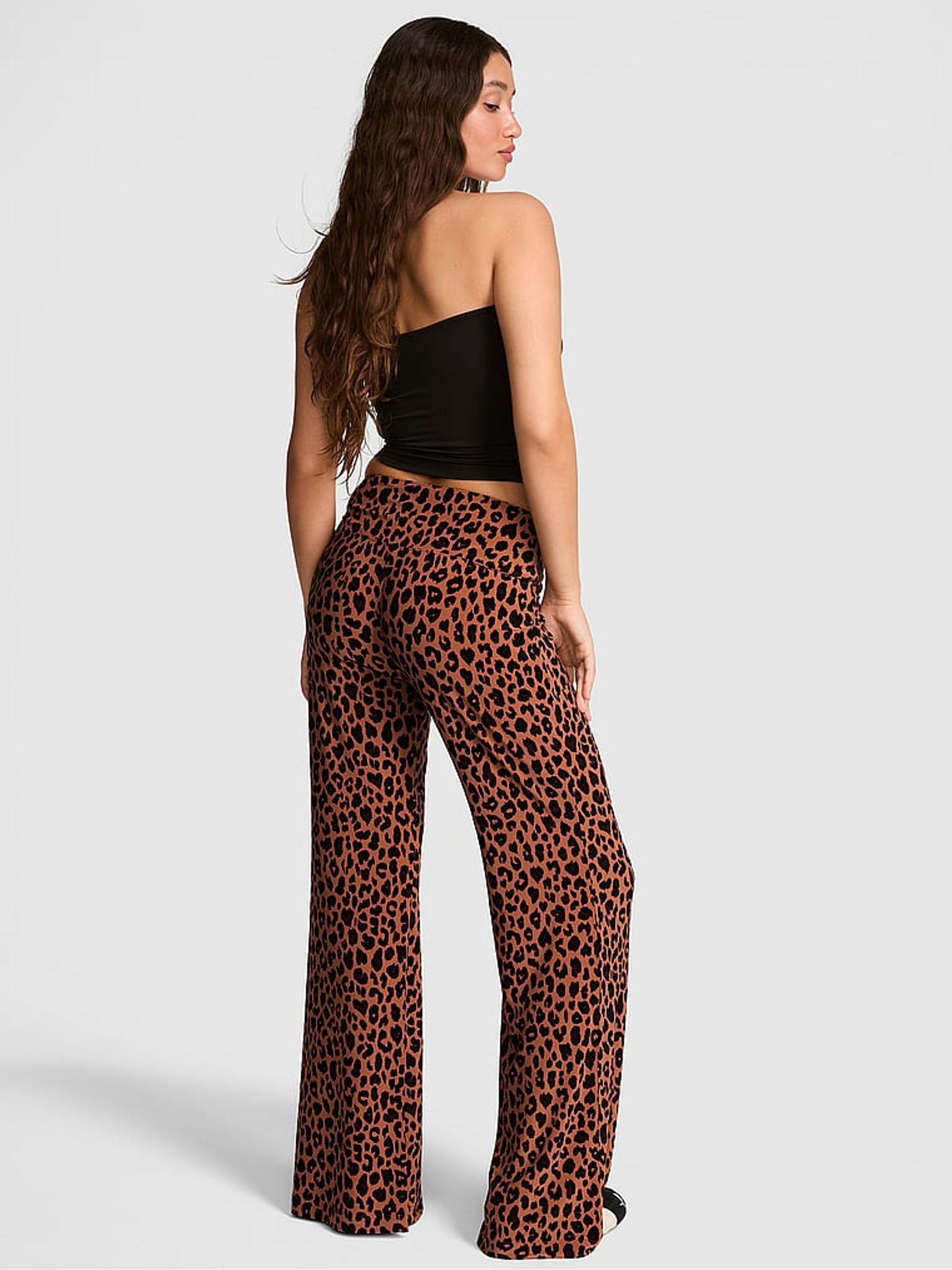 Leopard Brown Ruched Flare Leggings - Image 2 of 2