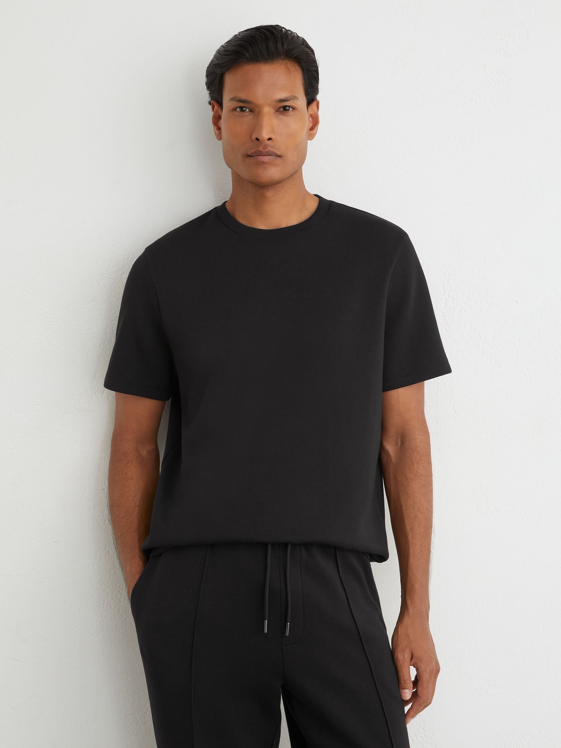 Premium Interlock Modern-Fit T-Shirt in Black - Image 1 of 6