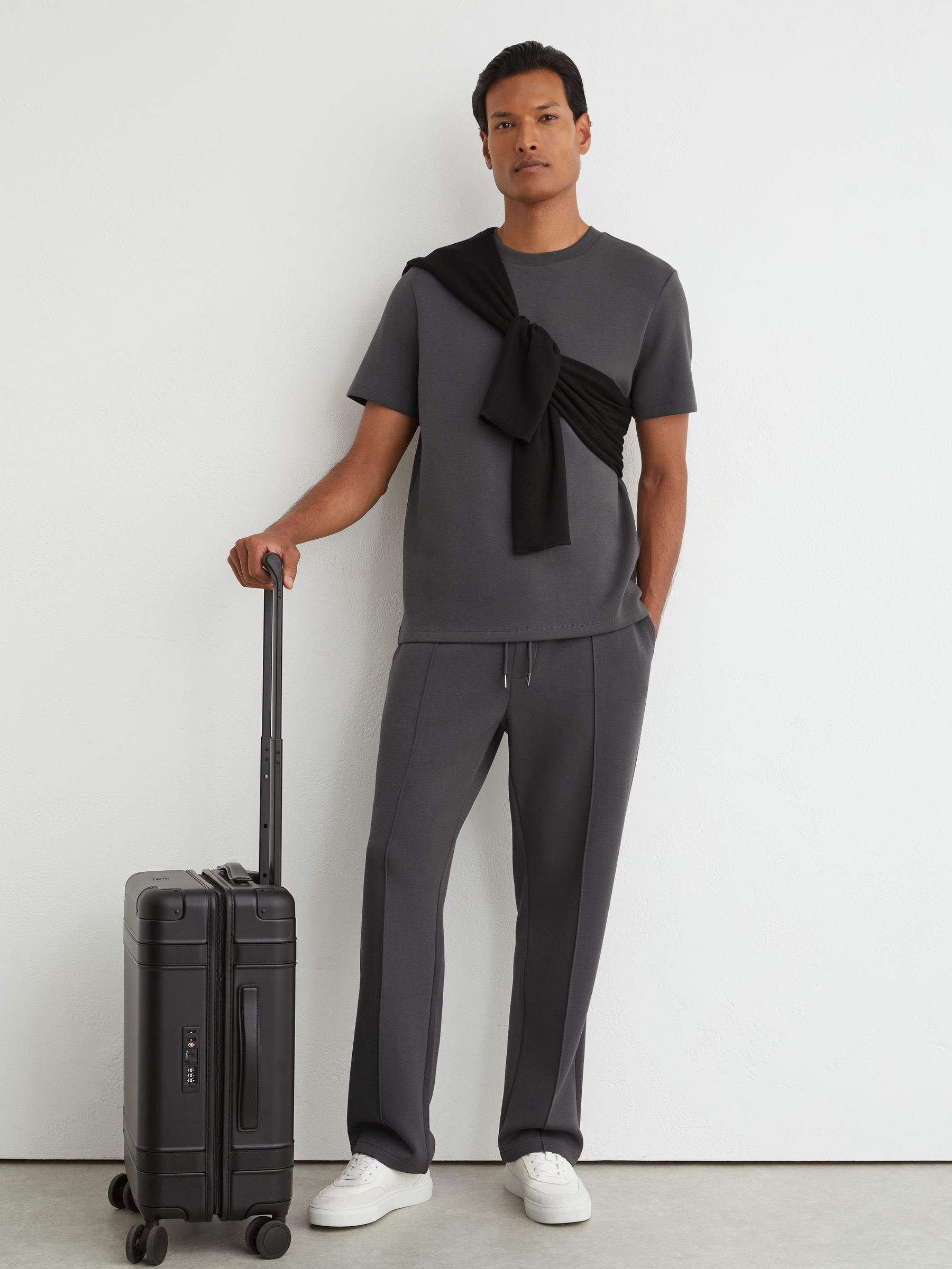 Premium Interlock Modern-Fit T-Shirt in Charcoal Grey - Image 3 of 7
