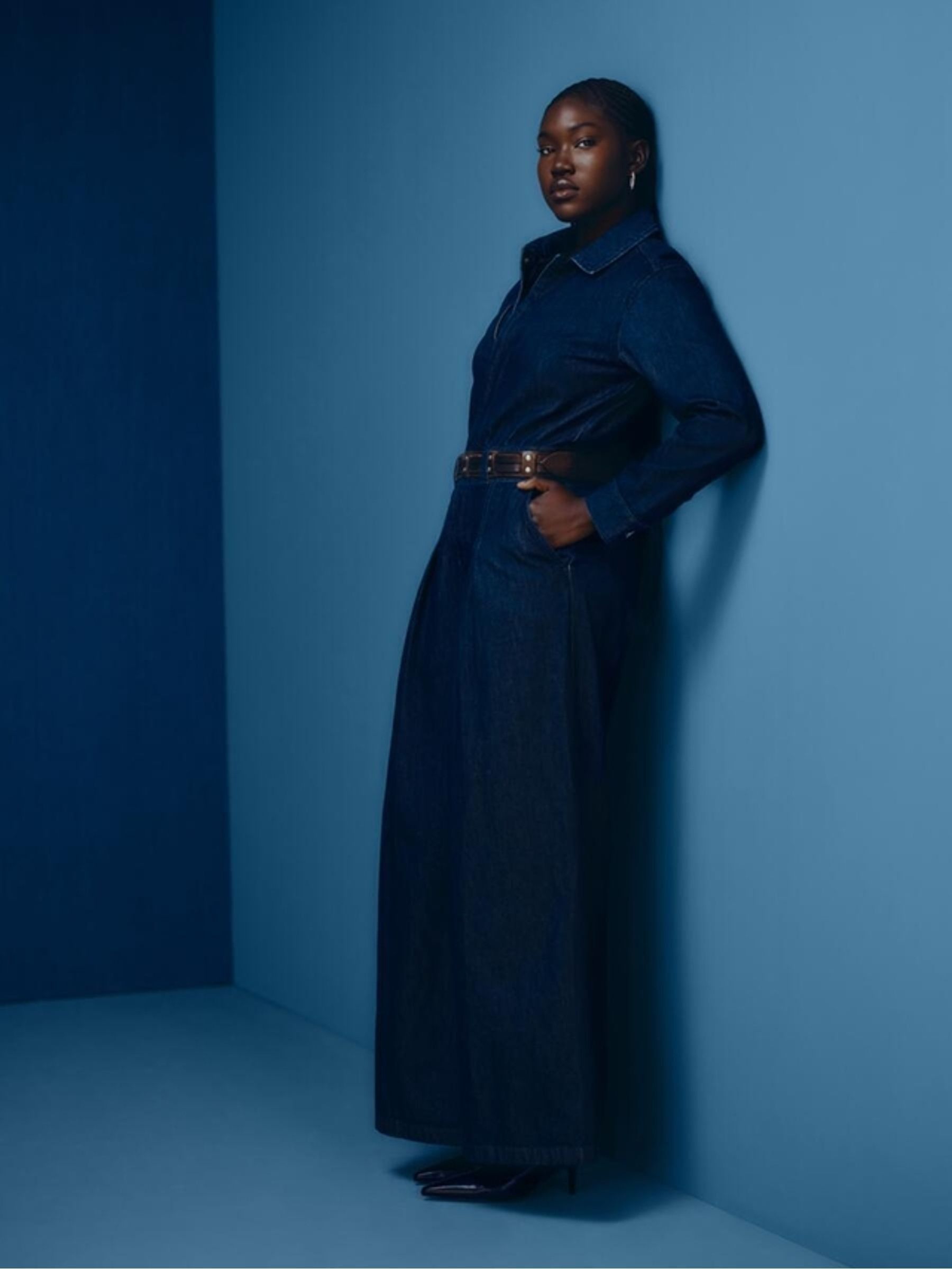 Gap x Harlem's Fashion Row Dark Wash Pleated Denim Jumpsuit - Image 1 of 6