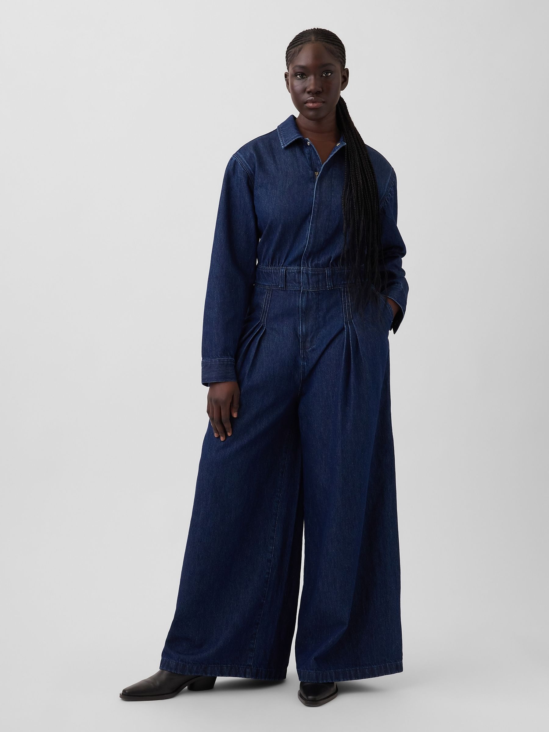 Gap x Harlem's Fashion Row Dark Wash Pleated Denim Jumpsuit - Image 2 of 6