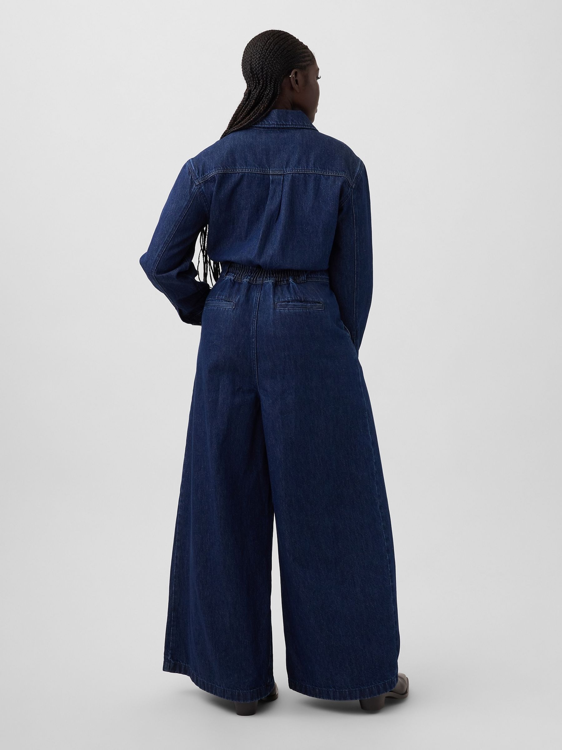 Gap x Harlem's Fashion Row Dark Wash Pleated Denim Jumpsuit - Image 3 of 6