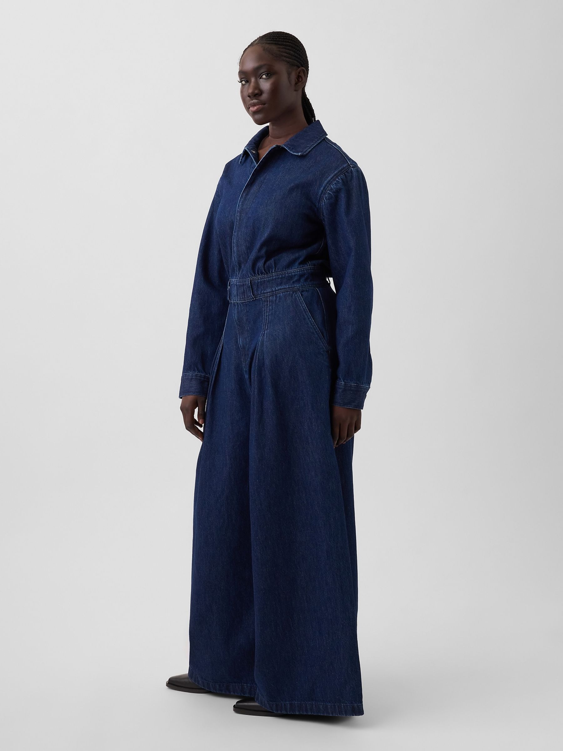 Gap x Harlem's Fashion Row Dark Wash Pleated Denim Jumpsuit - Image 4 of 6