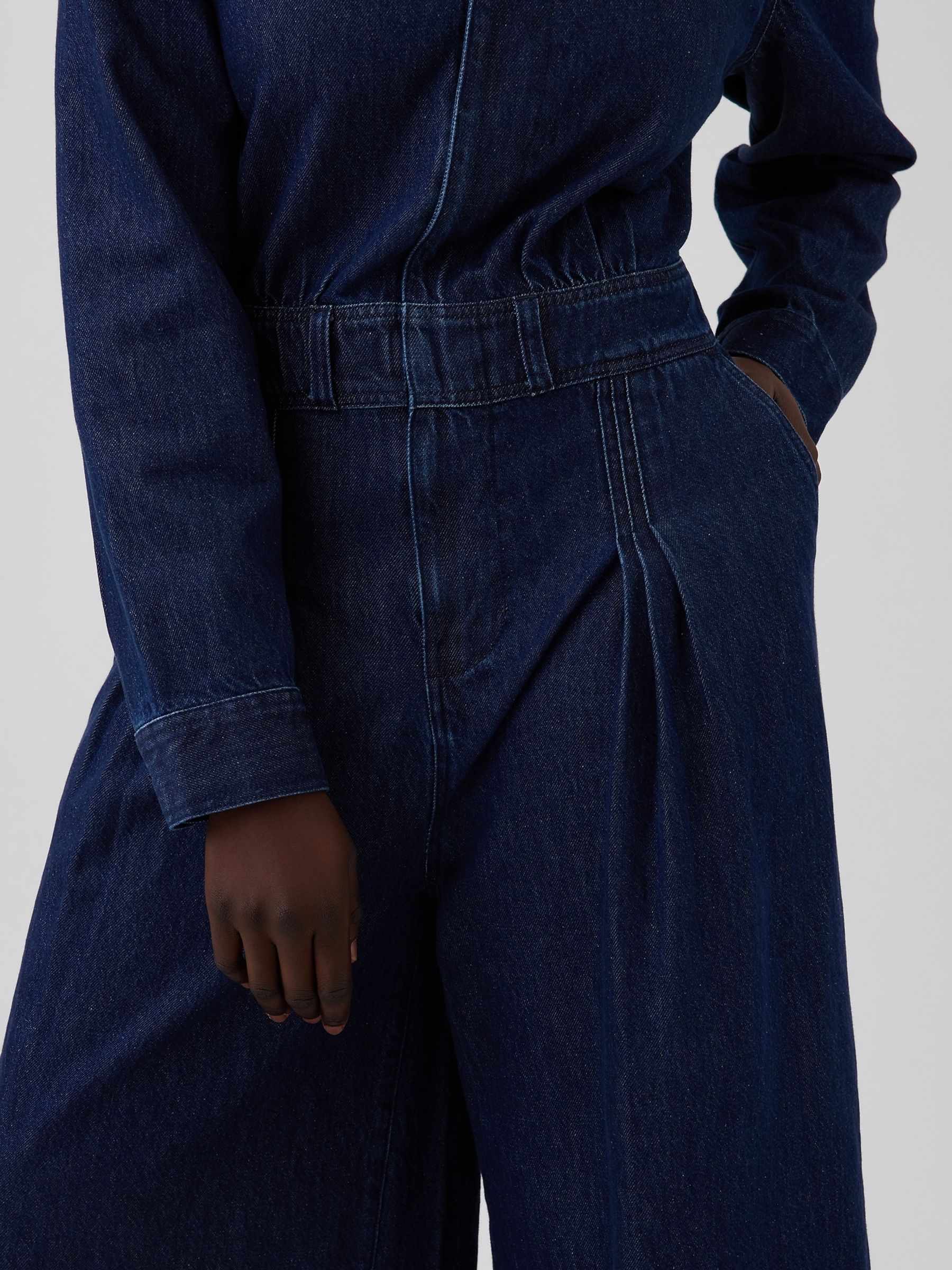 Gap x Harlem's Fashion Row Dark Wash Pleated Denim Jumpsuit - Image 6 of 6