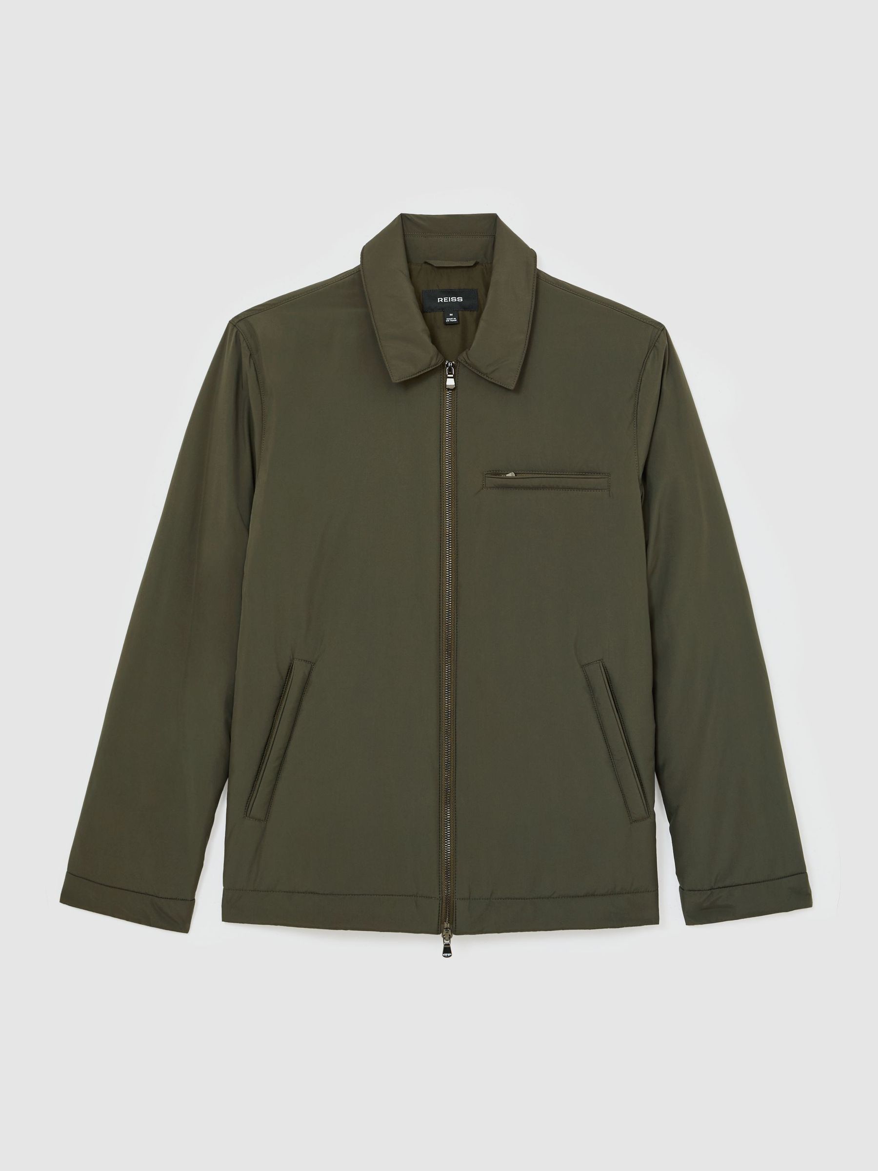 Technical Padded Zip-Through Jacket in Olive Green - Image 2 of 6