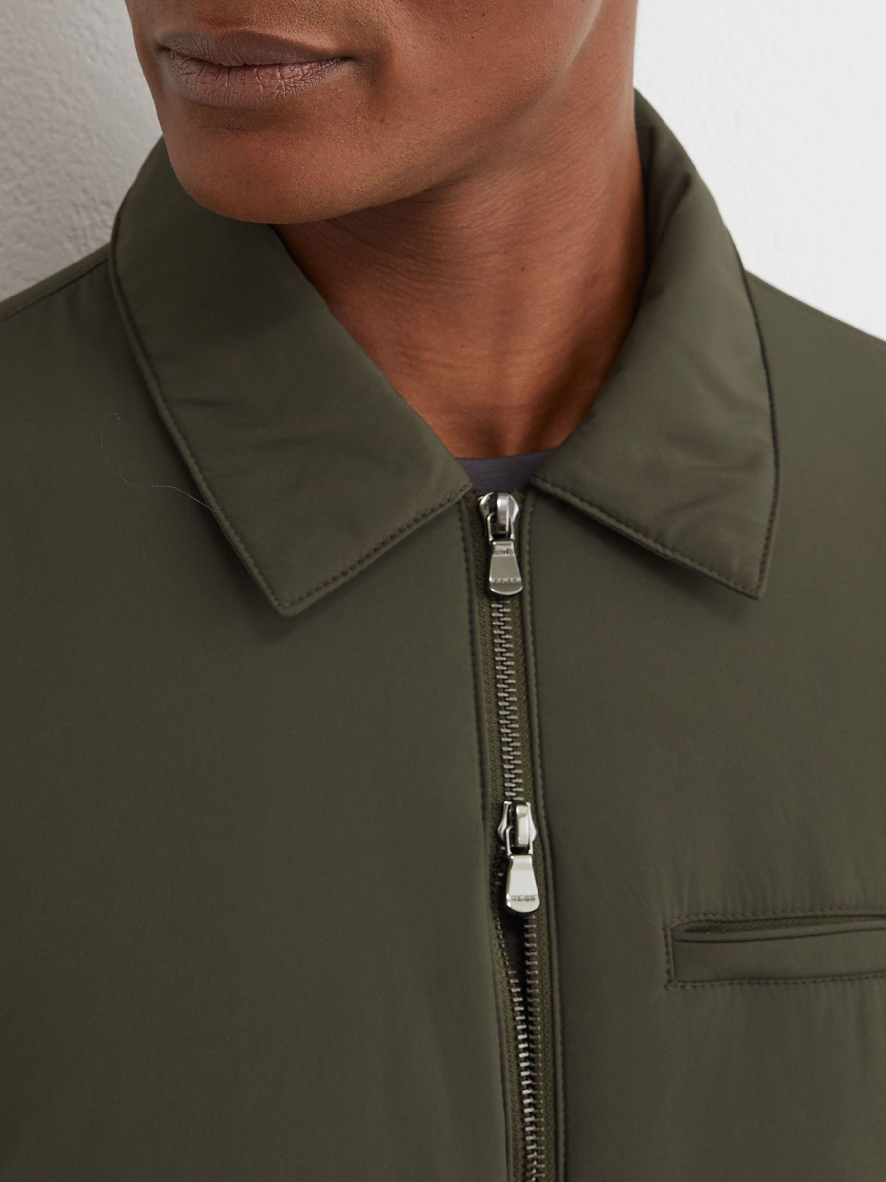 Technical Padded Zip-Through Jacket in Olive Green - Image 4 of 6