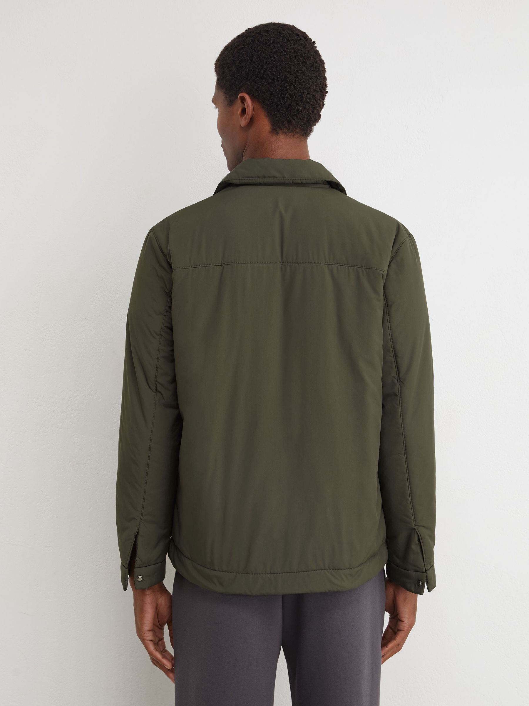 Technical Padded Zip-Through Jacket in Olive Green - Image 5 of 6