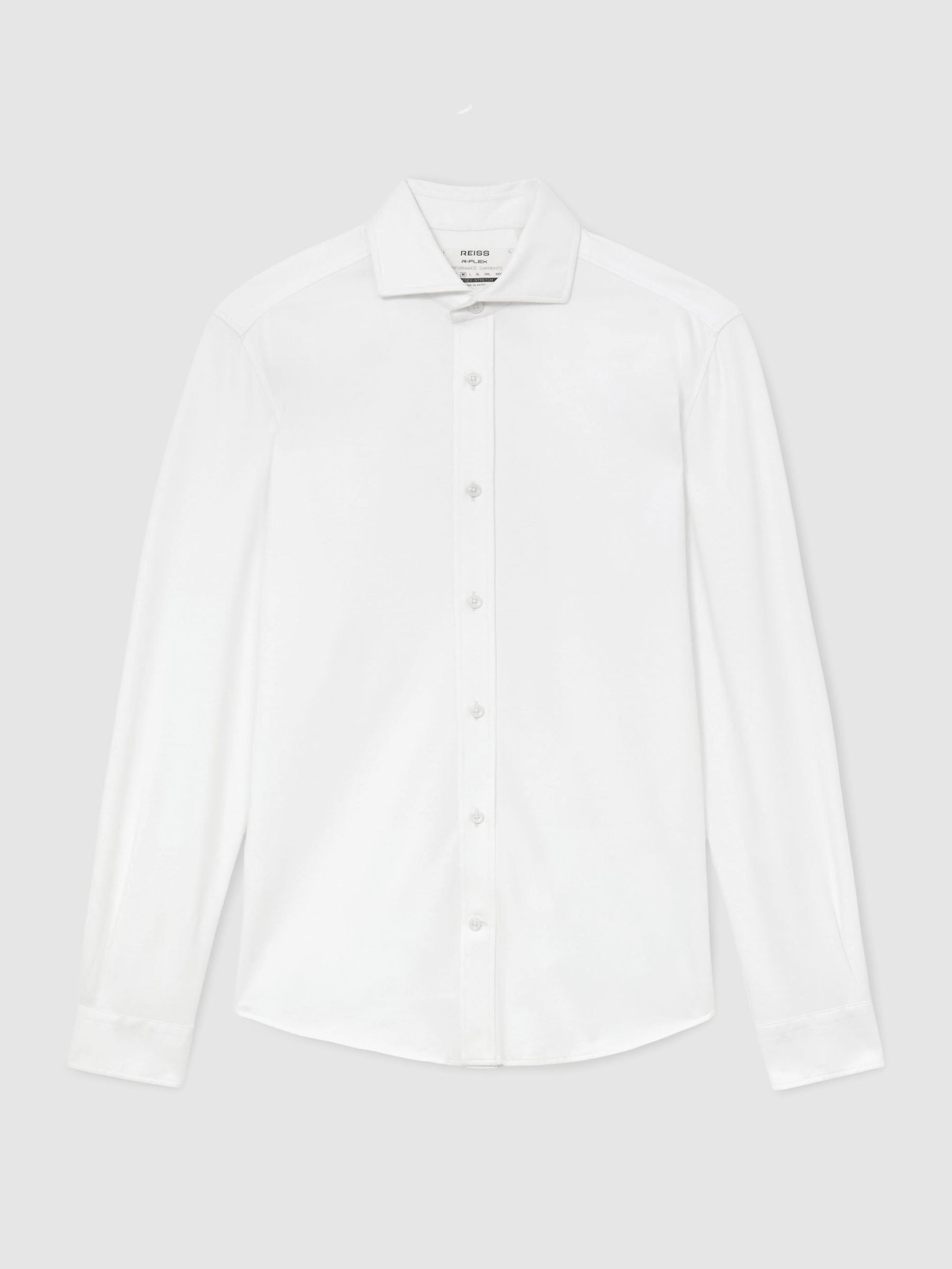R-Flex Cotton-Blend Stretch Jersey Shirt Slim-Fit in White - Image 2 of 9