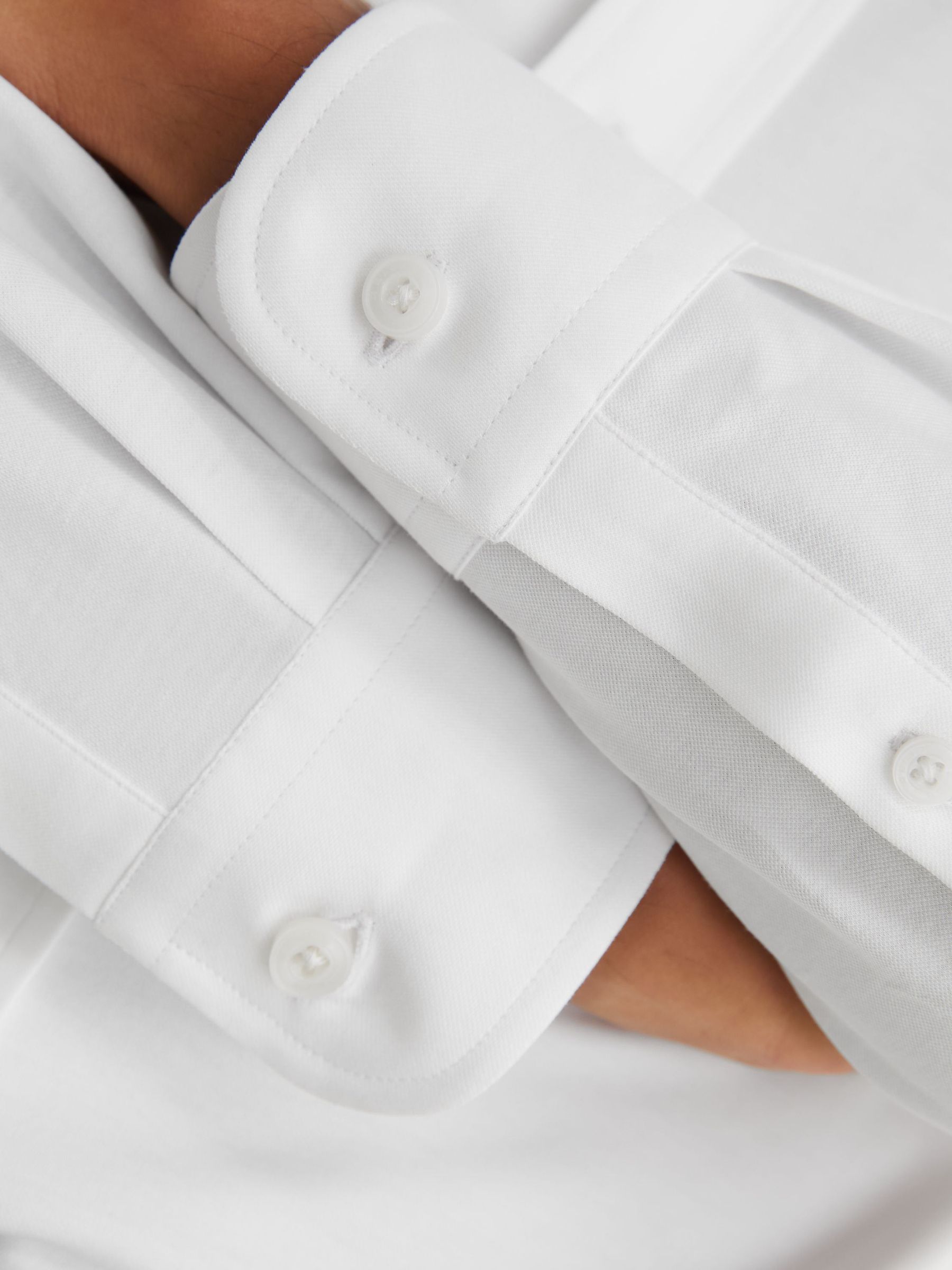 R-Flex Cotton-Blend Stretch Jersey Shirt Slim-Fit in White - Image 4 of 9