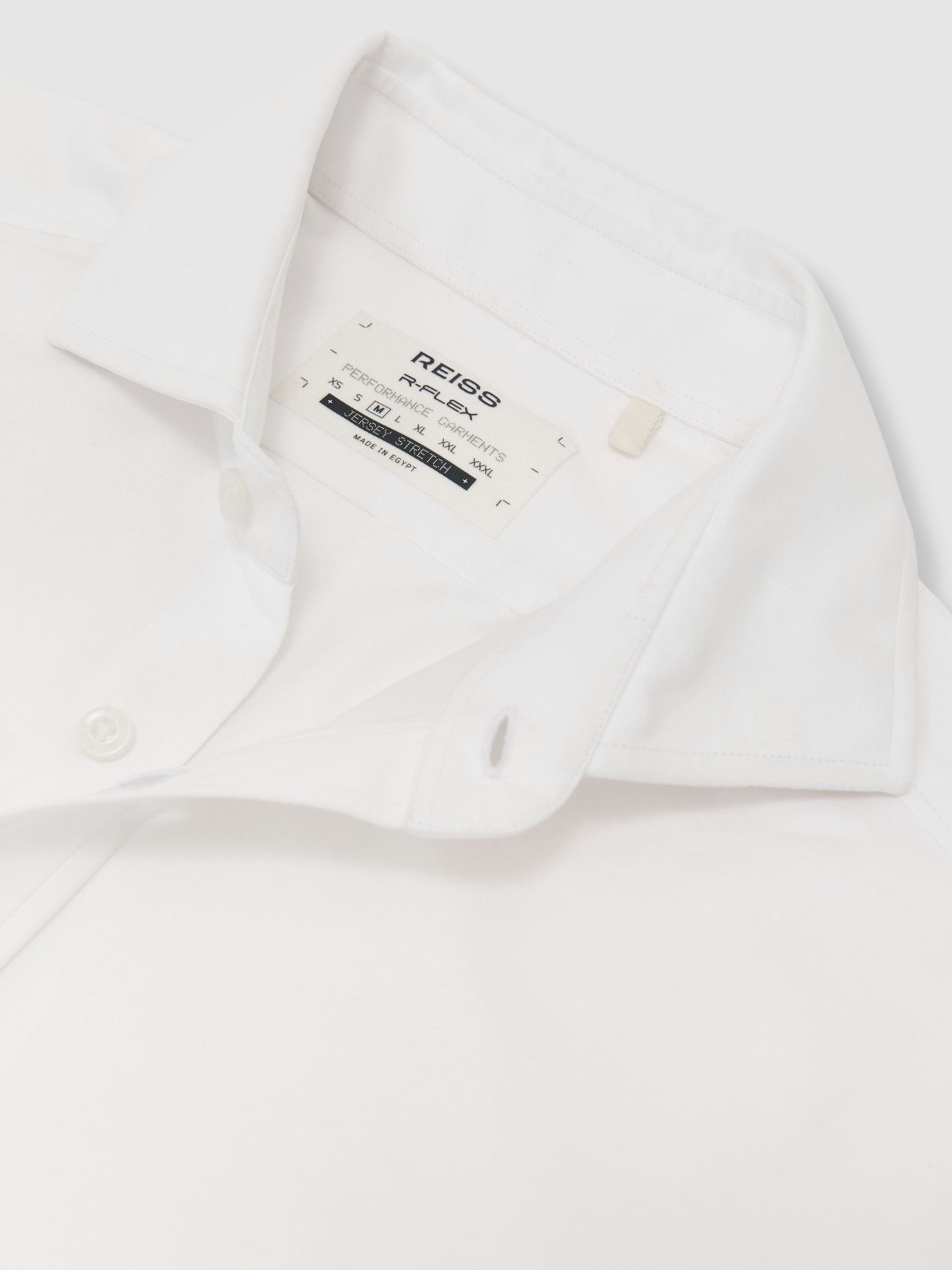 R-Flex Cotton-Blend Stretch Jersey Shirt Slim-Fit in White - Image 5 of 9