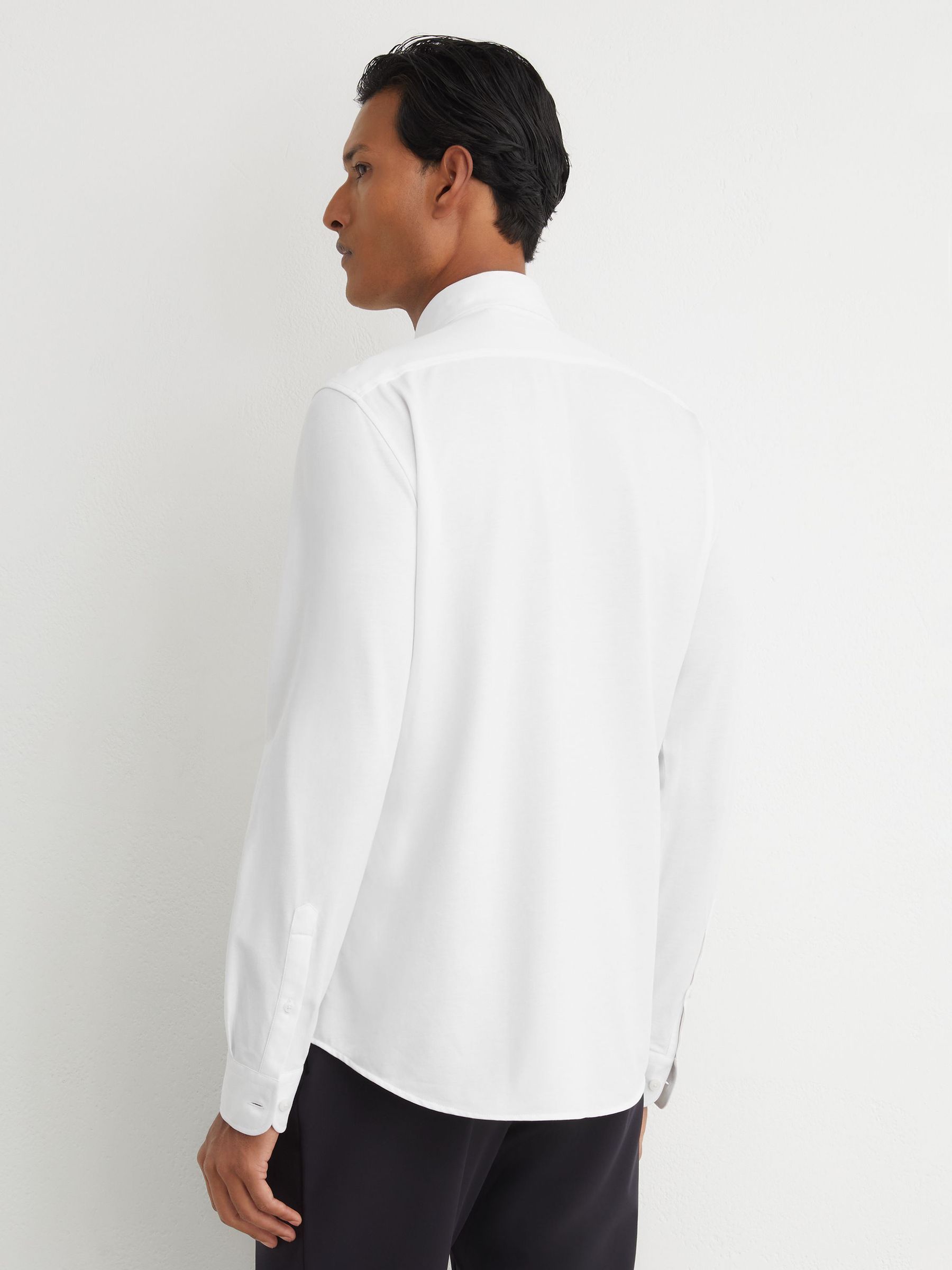 R-Flex Cotton-Blend Stretch Jersey Shirt Slim-Fit in White - Image 7 of 9