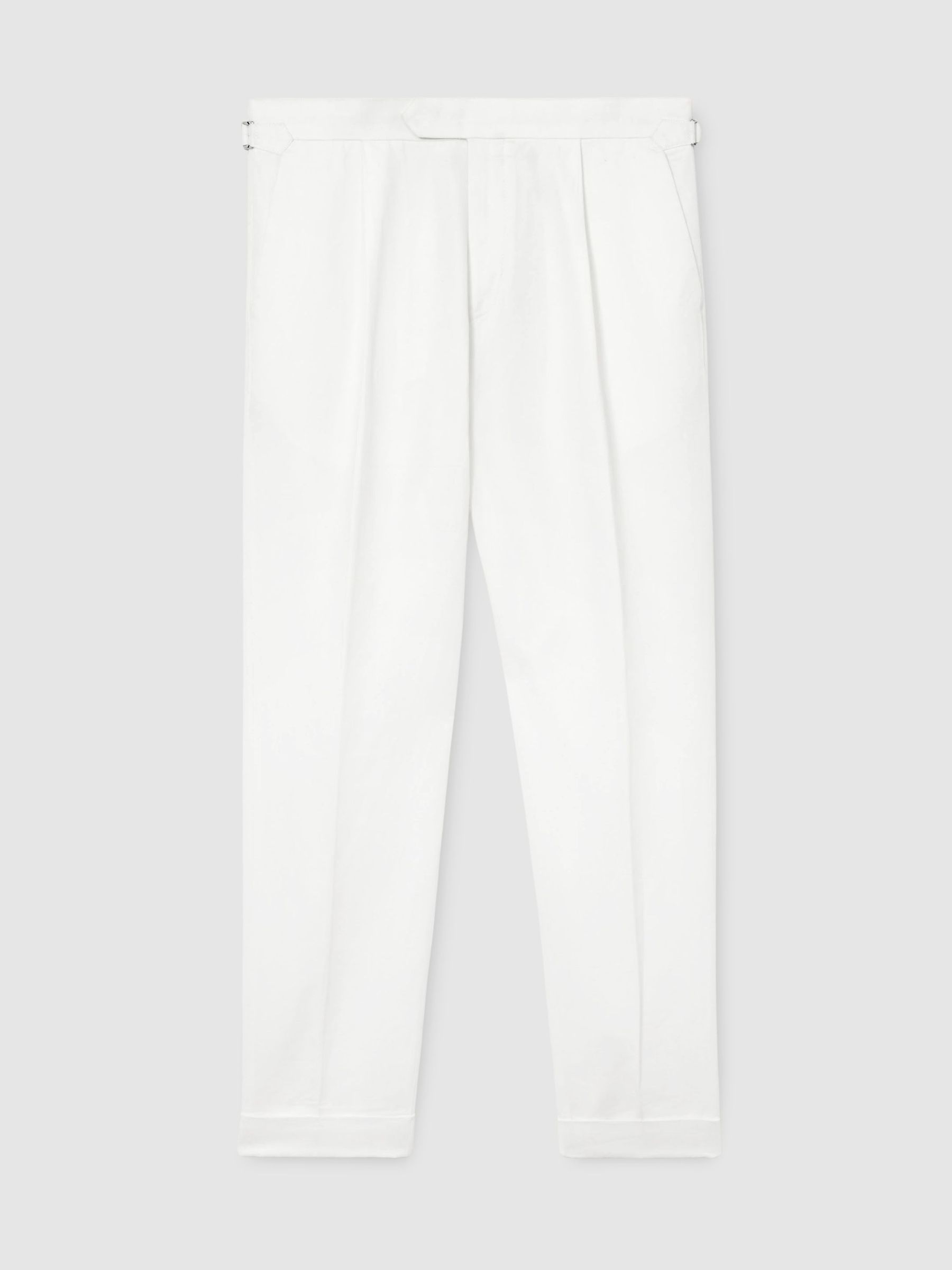 Linen-Blend Side-Adjuster Tapered Trousers in White - Image 2 of 7