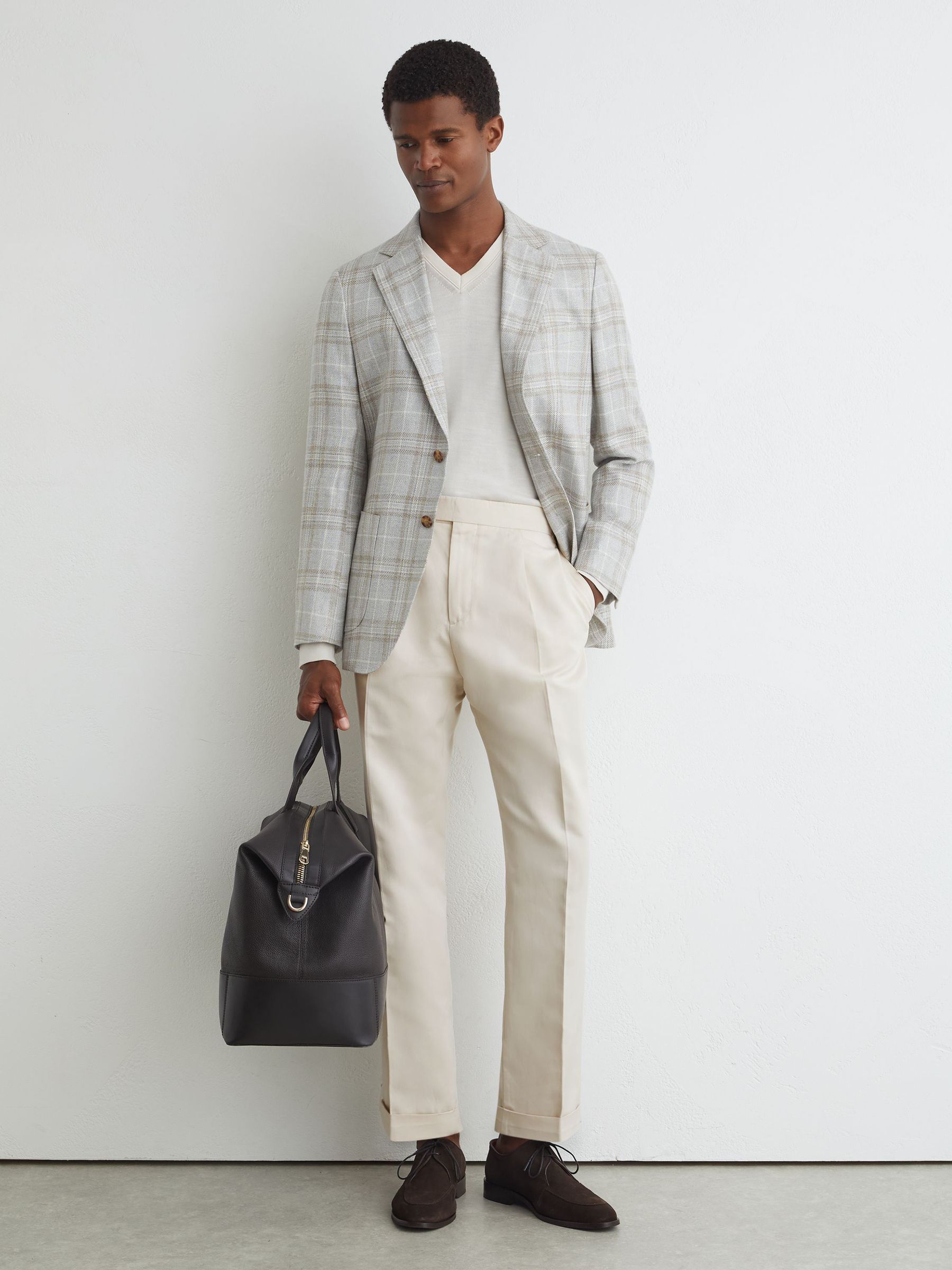 Atelier Cotton-Blend Classic-Fit Trousers in Stone - Billede 1 af 7