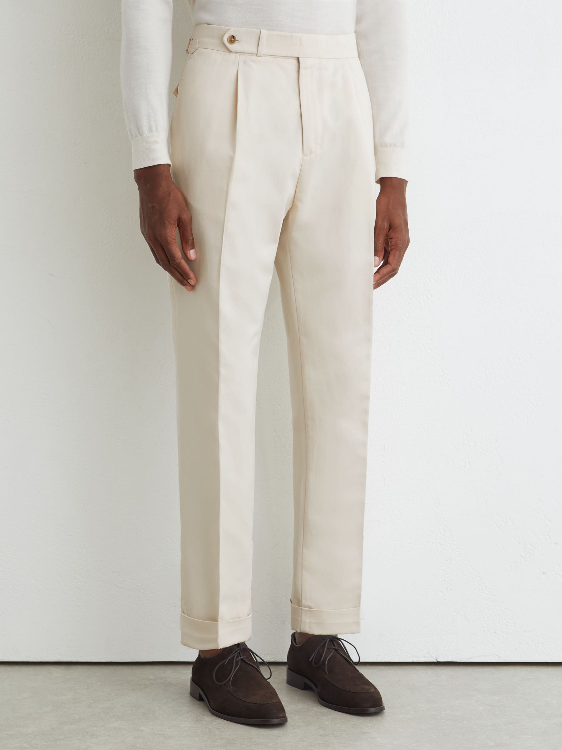 Atelier Cotton-Blend Classic-Fit Trousers in Stone - Billede 3 af 7