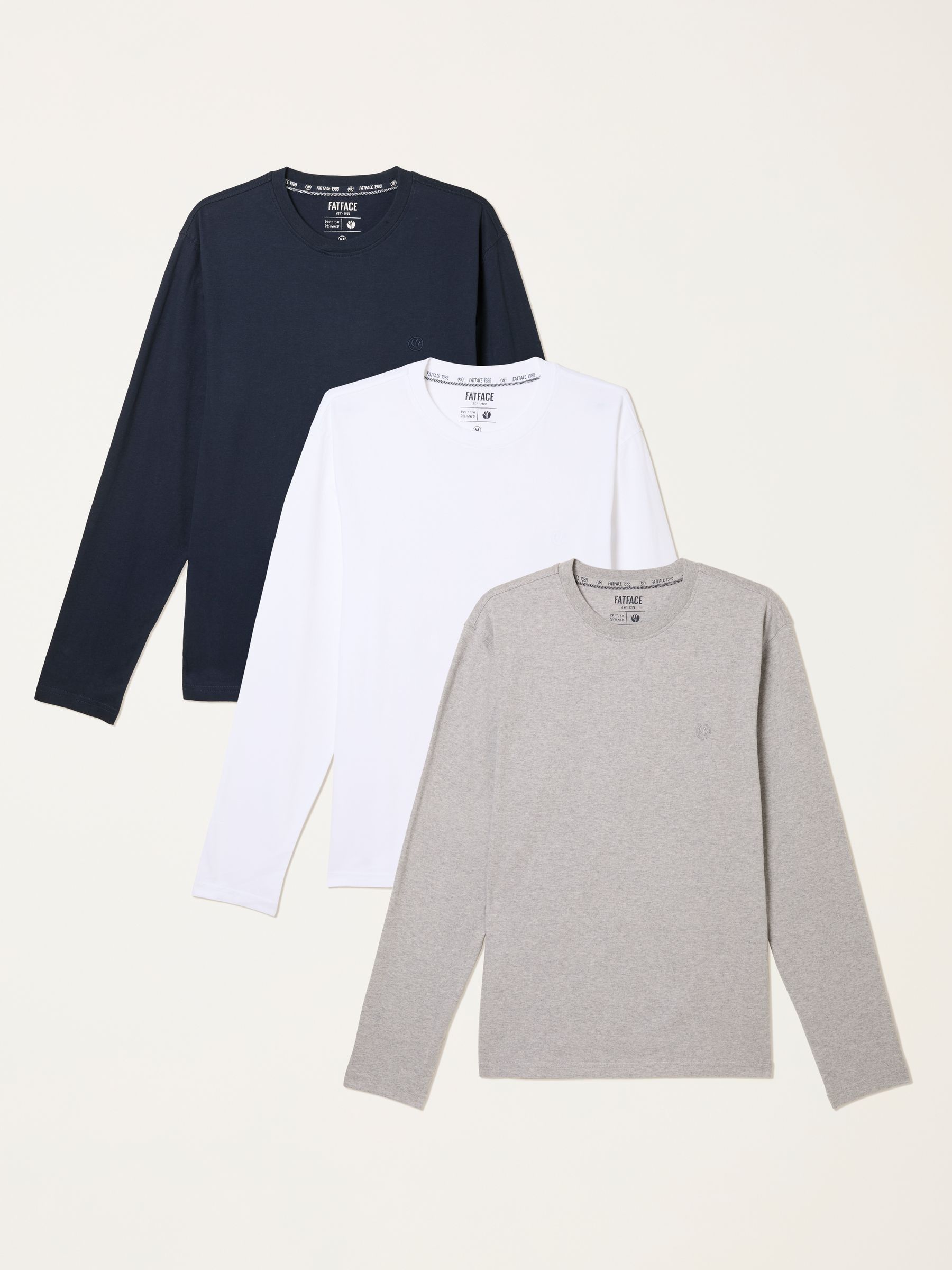 White Long Sleeve T-Shirts 3 Pack - Image 1 of 7