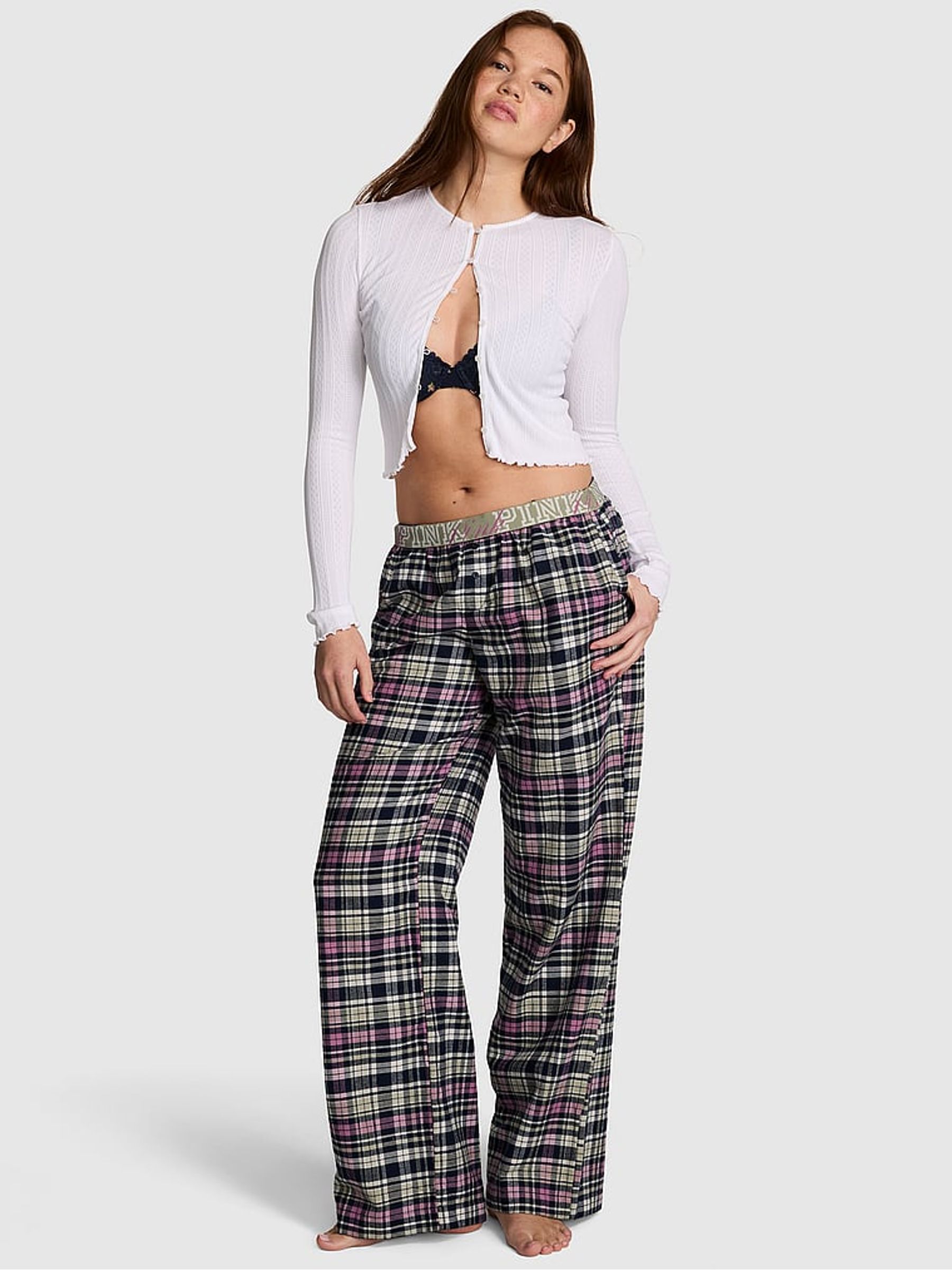 Woodland Green Tartan Long Flannel Pyjama Bottoms - Image 1 of 2 Woodland Green Tartan Long Flannel Pyjama Bottoms - Image 1 of 2