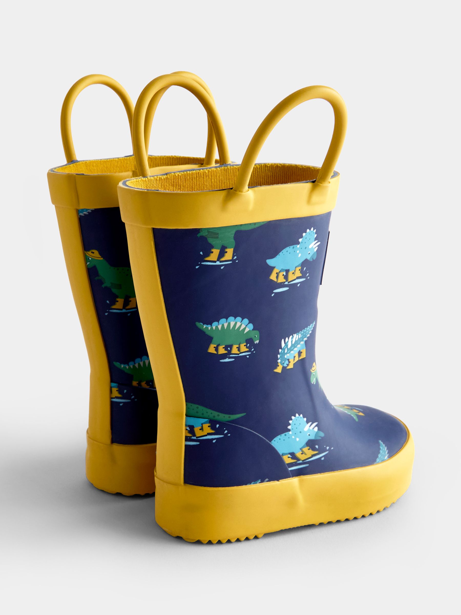 Navy Dino Handle Wellies - Image 2 of 4 Navy Dino Handle Wellies - Image 2 of 4