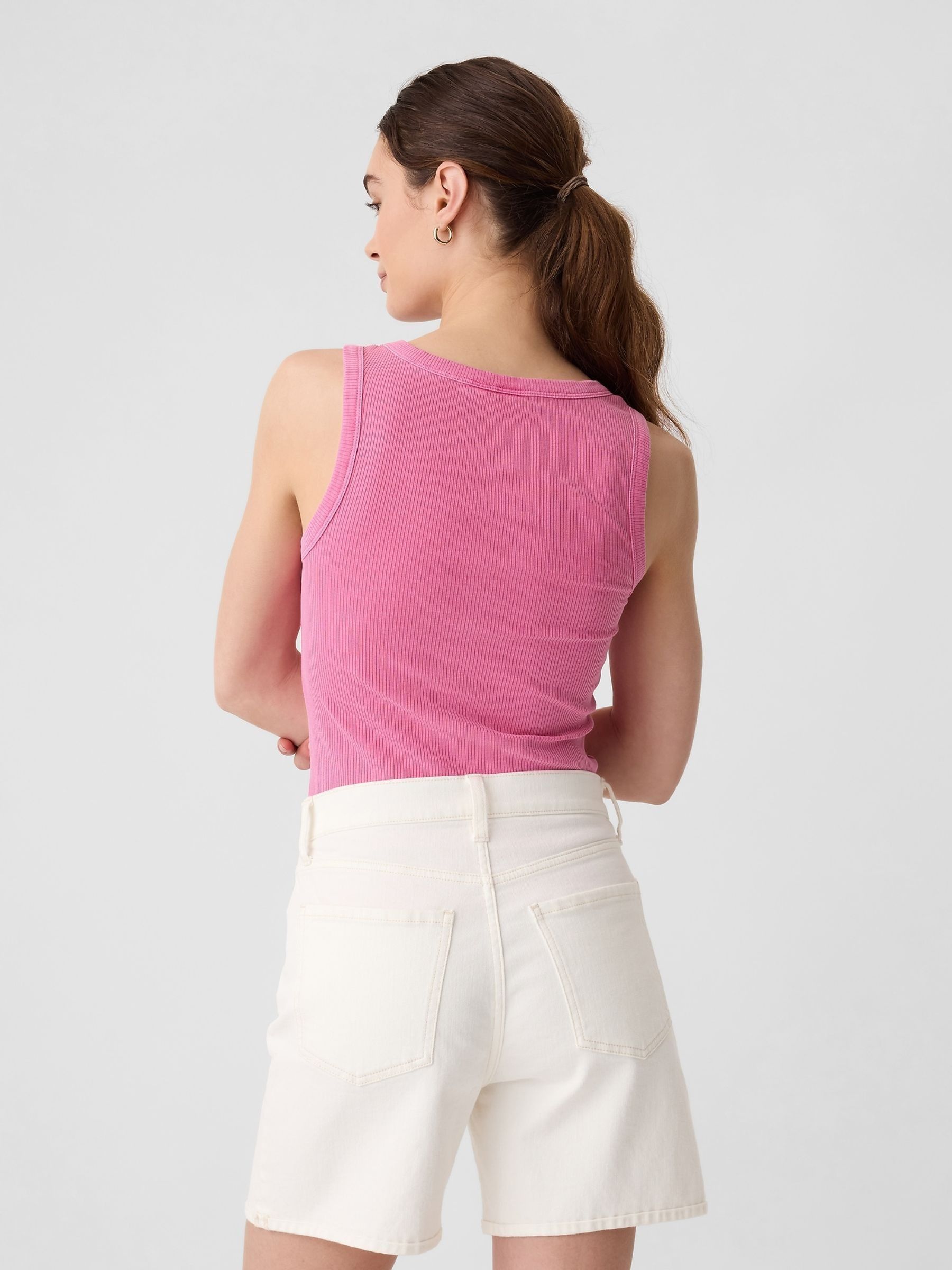 Pink Soft Ribbed Sleeveless Vest Top - Image 2 of 5