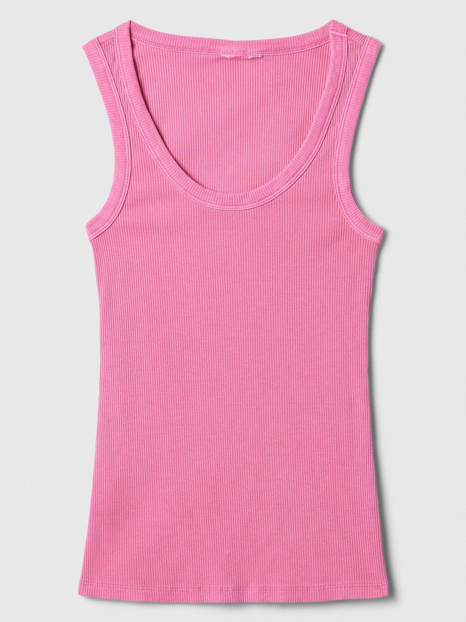 Pink Soft Ribbed Sleeveless Vest Top - Image 5 of 5 Pink Soft Ribbed Sleeveless Vest Top - Image 5 of 5