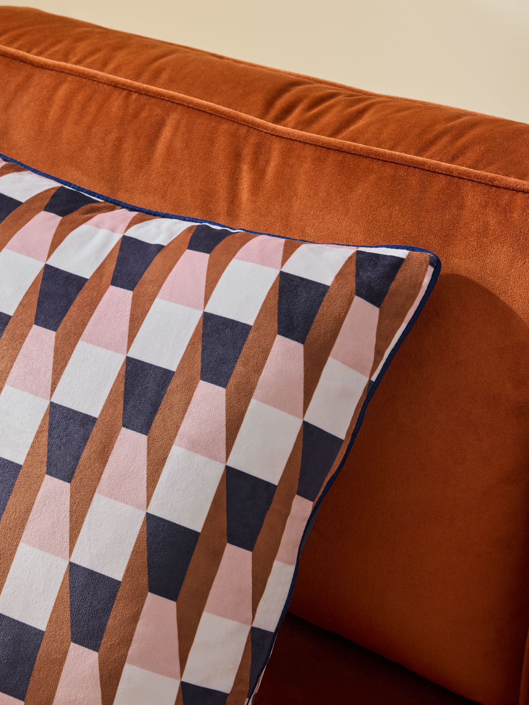 Velvet Tulia Cushion in Rust Red - Image 2 of 5 Velvet Tulia Cushion in Rust Red - Image 2 of 5