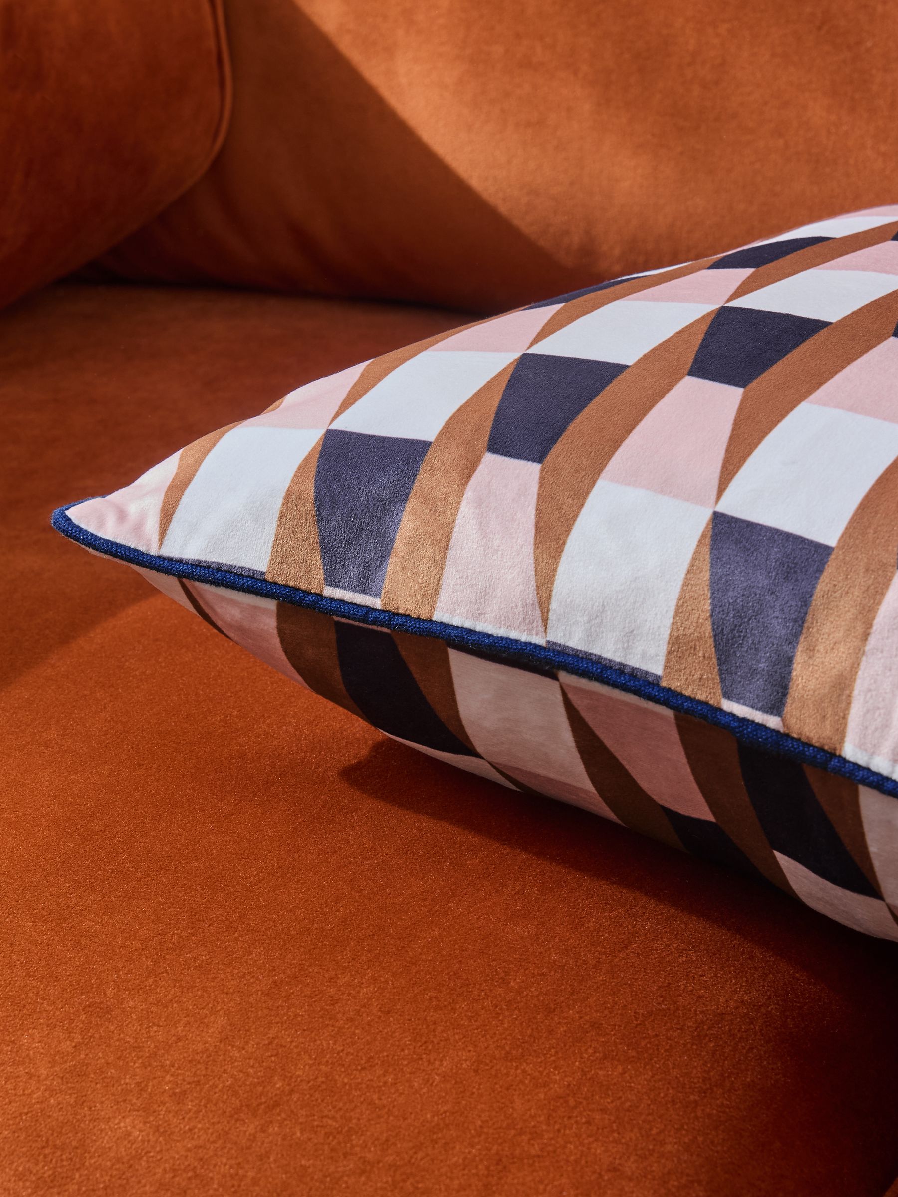 Velvet Tulia Cushion in Rust Red - Image 3 of 5